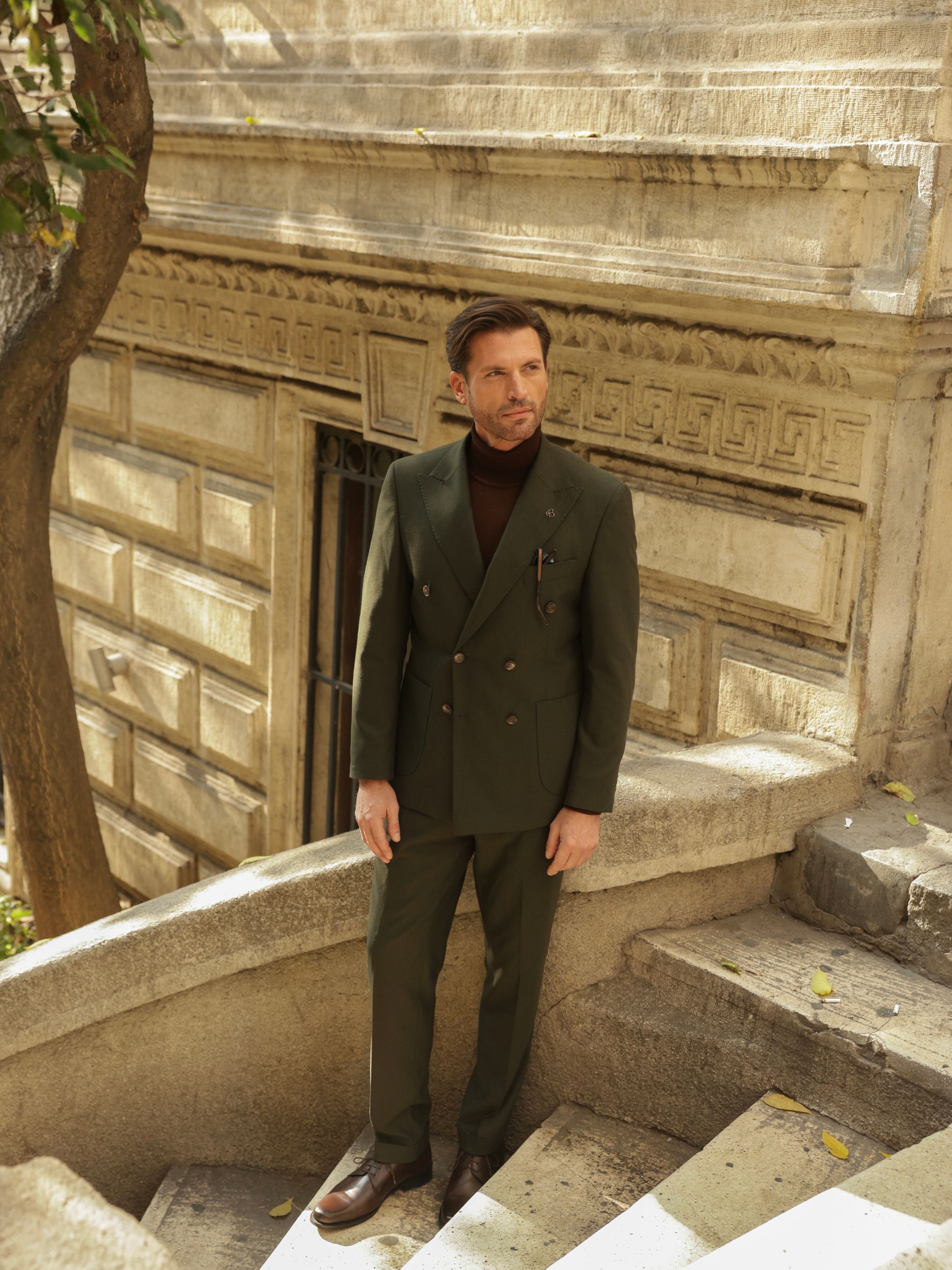 Khaki Double Breasted Suit 2-Piece