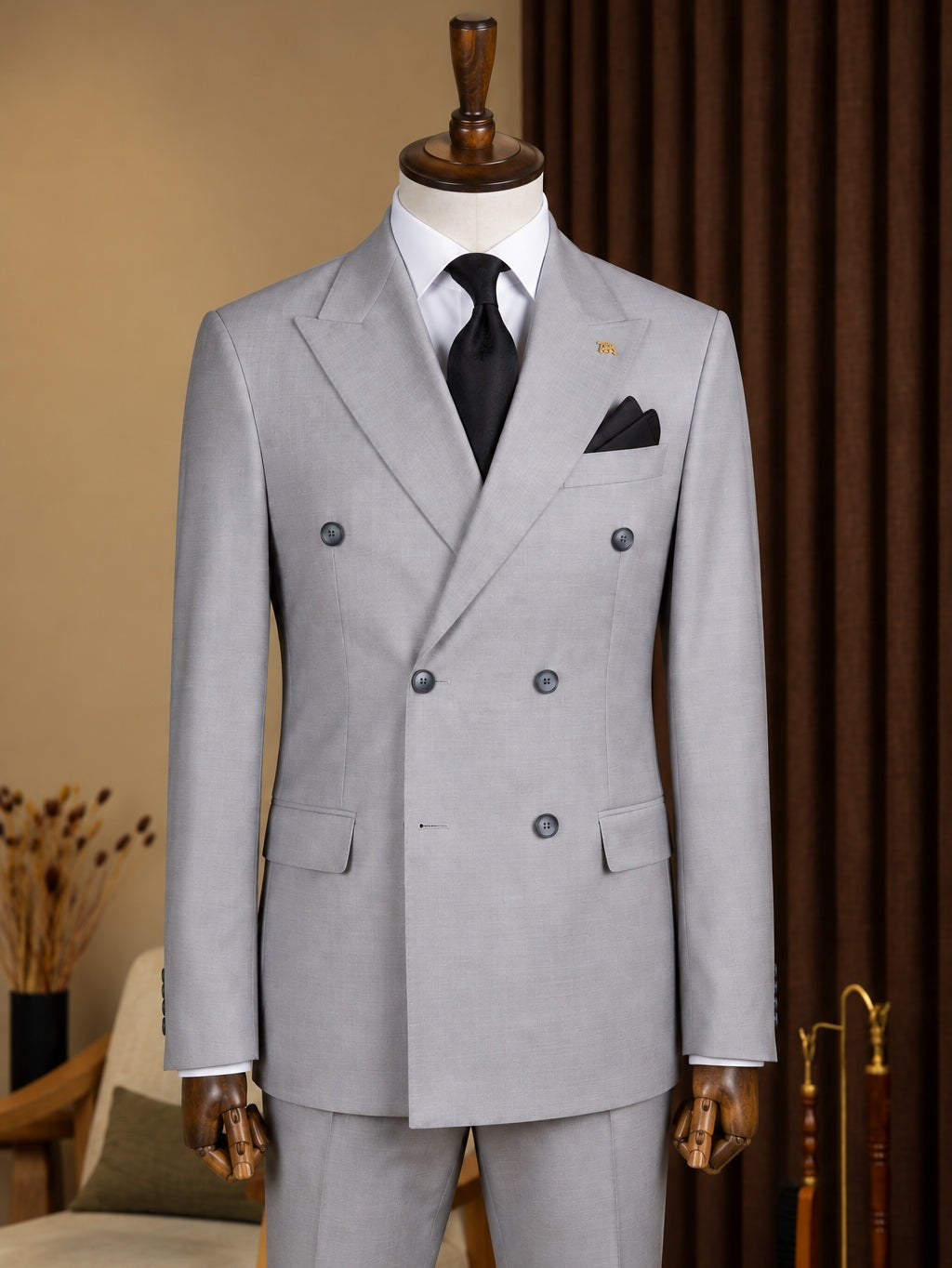 Grey Double Breasted Suit 2-Piece