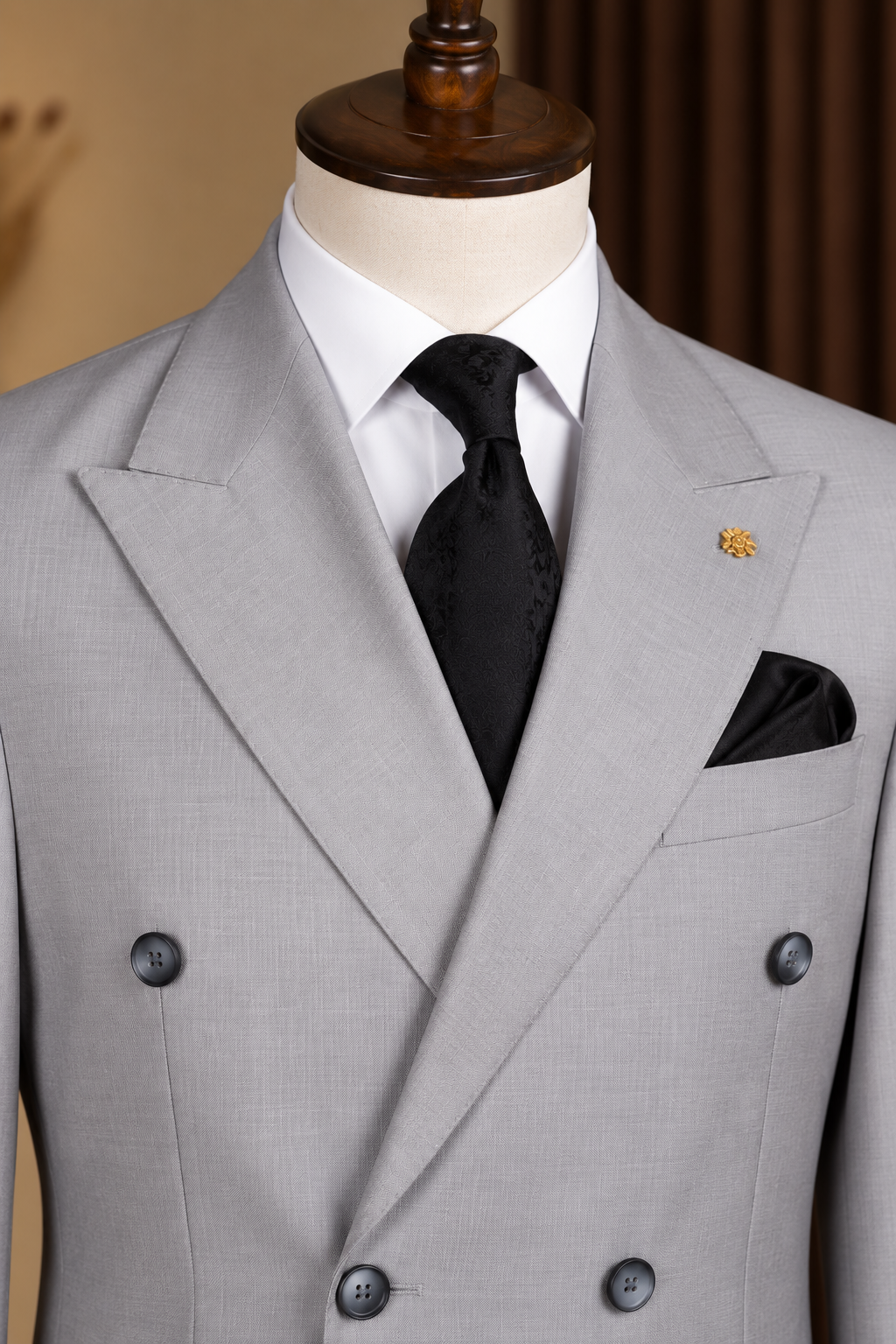 Grey Double Breasted Suit 2-Piece
