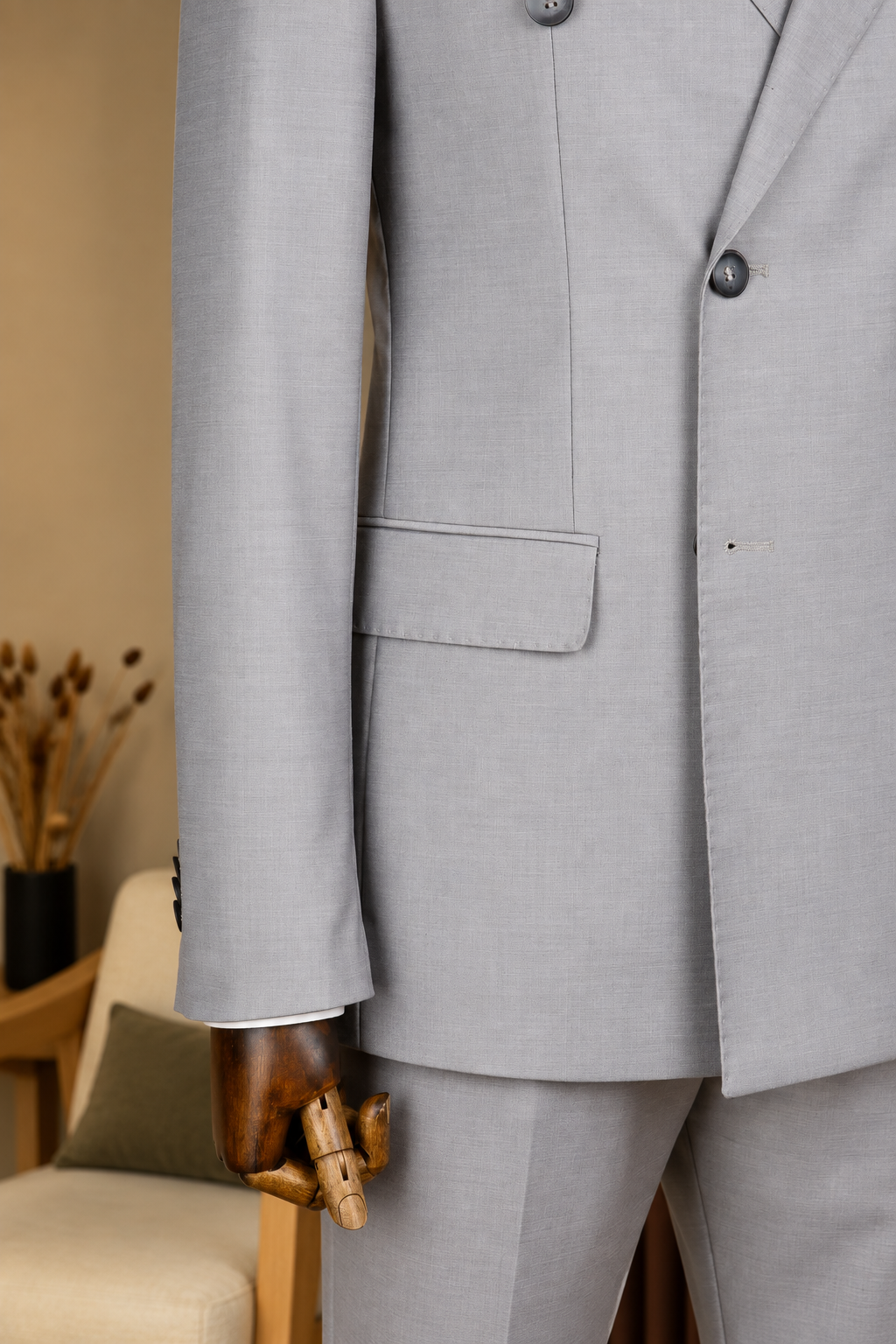 Grey Double Breasted Suit 2-Piece