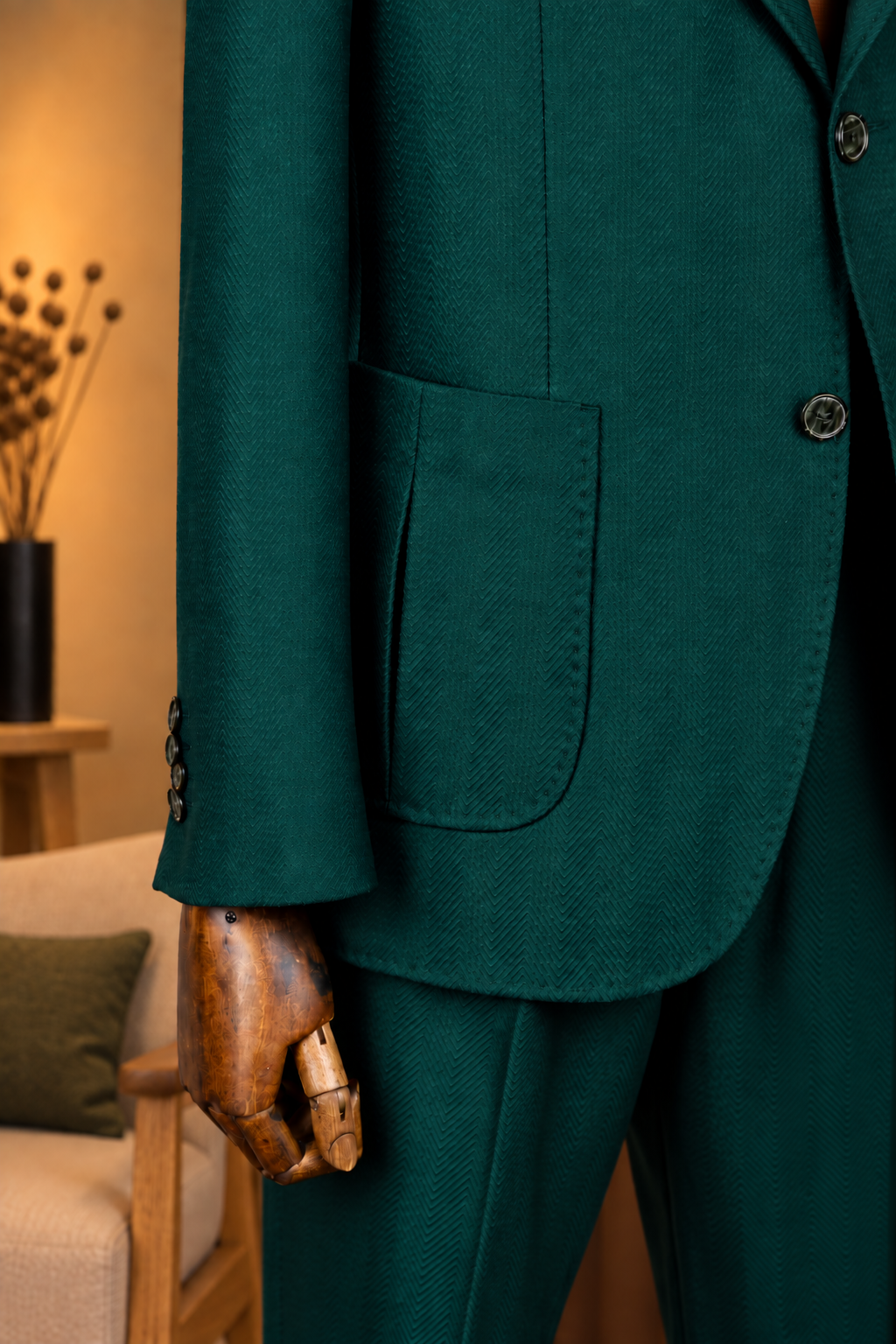 Green Single Breasted Suit 2-Piece