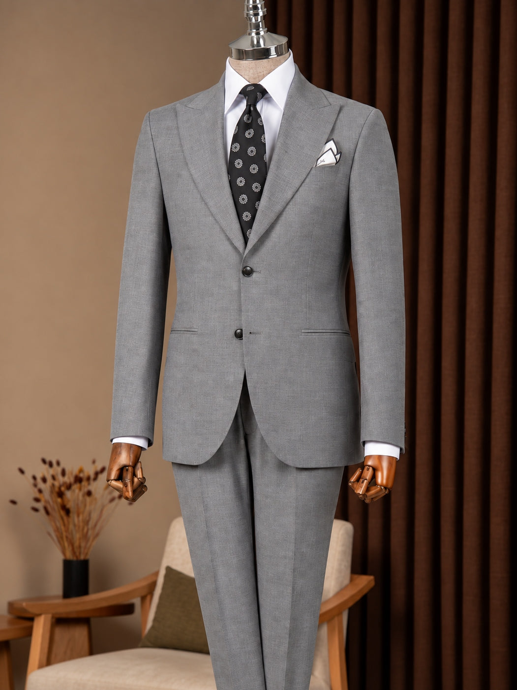 Grey Single Breasted Suit 2-Piece
