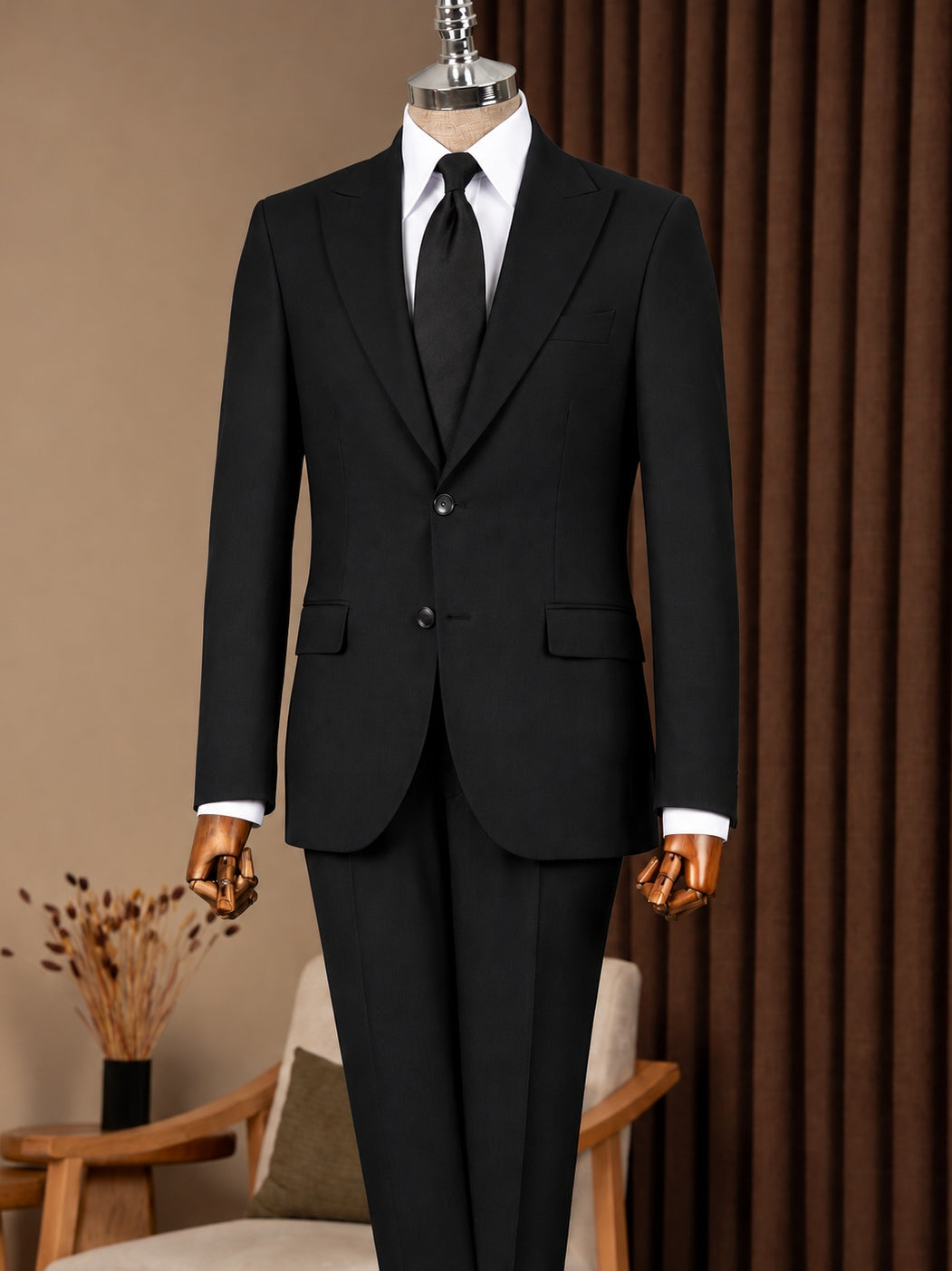 Black Single Breasted Suit 2-Piece