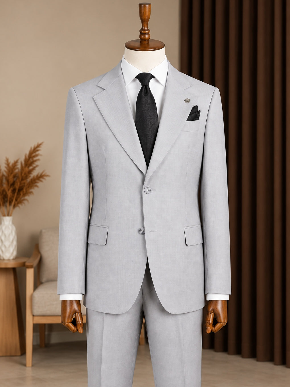 Grey Single Breasted Suit 2-Piece