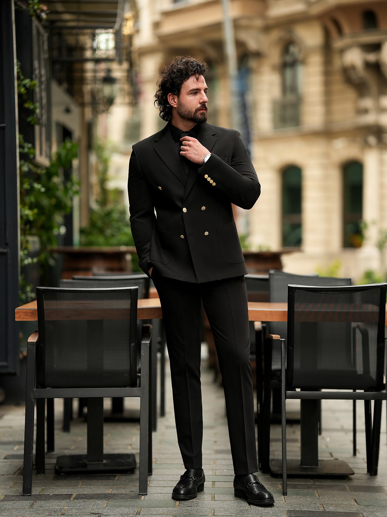 Black Double Breasted Suit 2-Piece
