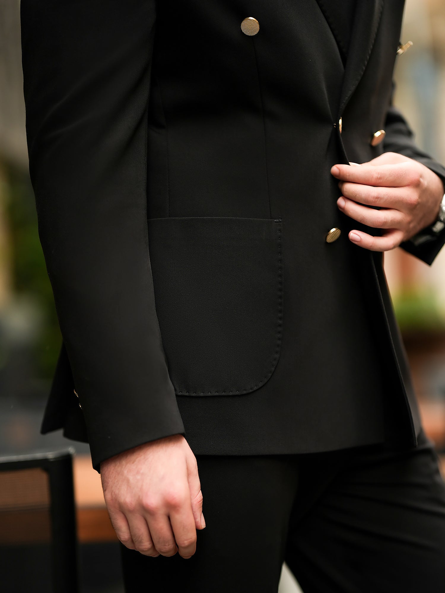 Black Double Breasted Suit 2-Piece