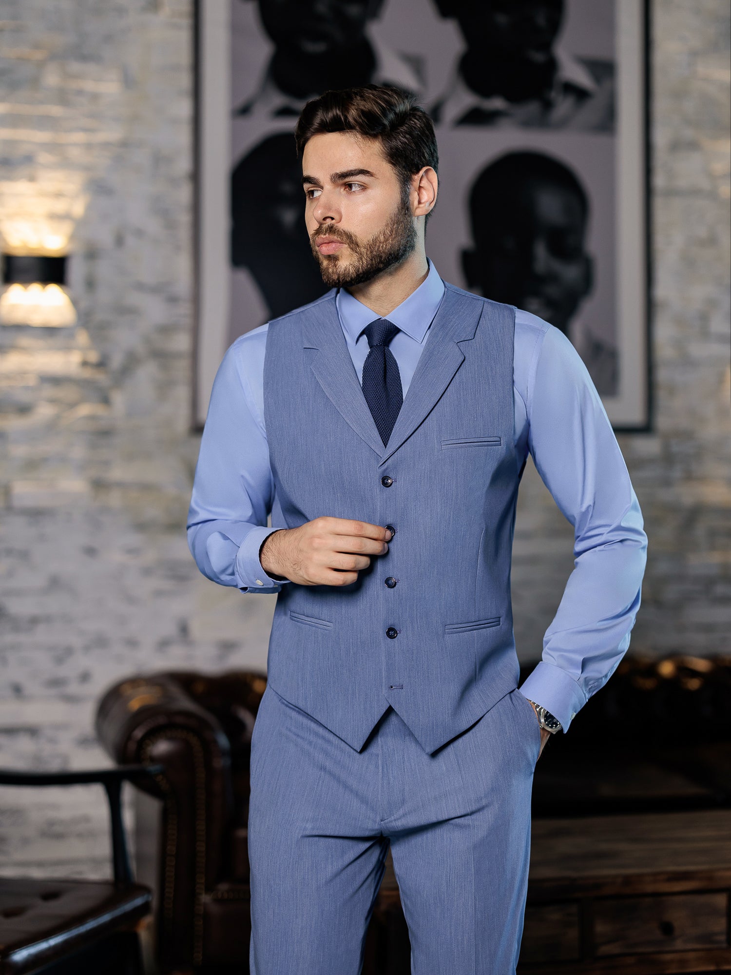 Blue Slim-Fit Suit 3-Piece