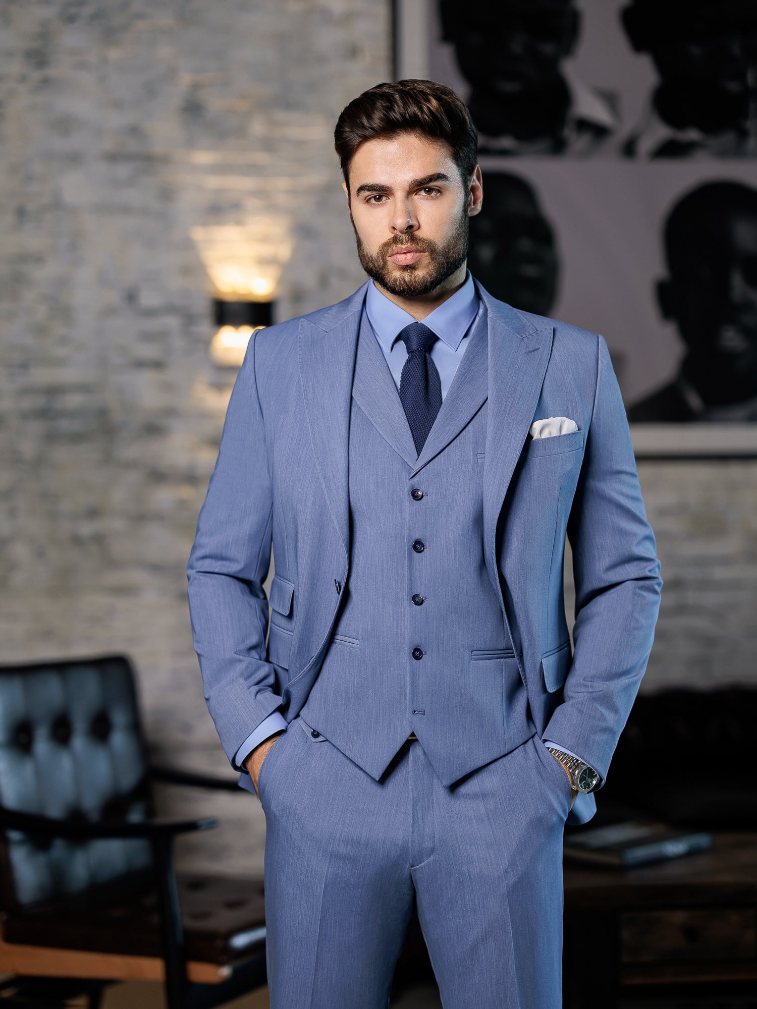 Blue Slim-Fit Suit 3-Piece