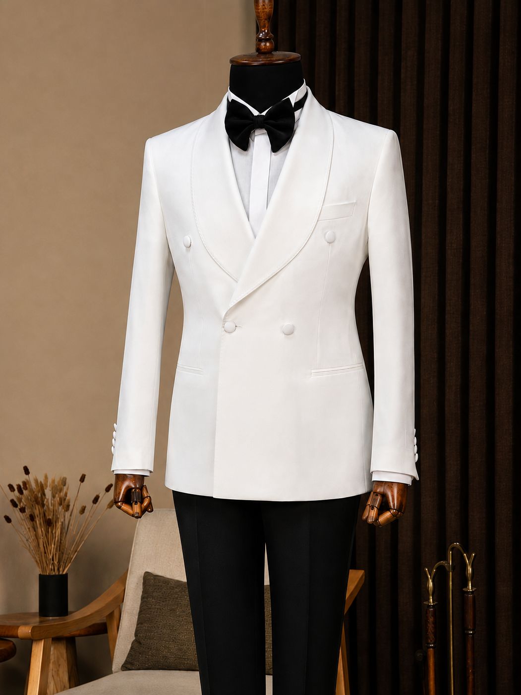 White Double Breasted Tuxedo 2-Piece