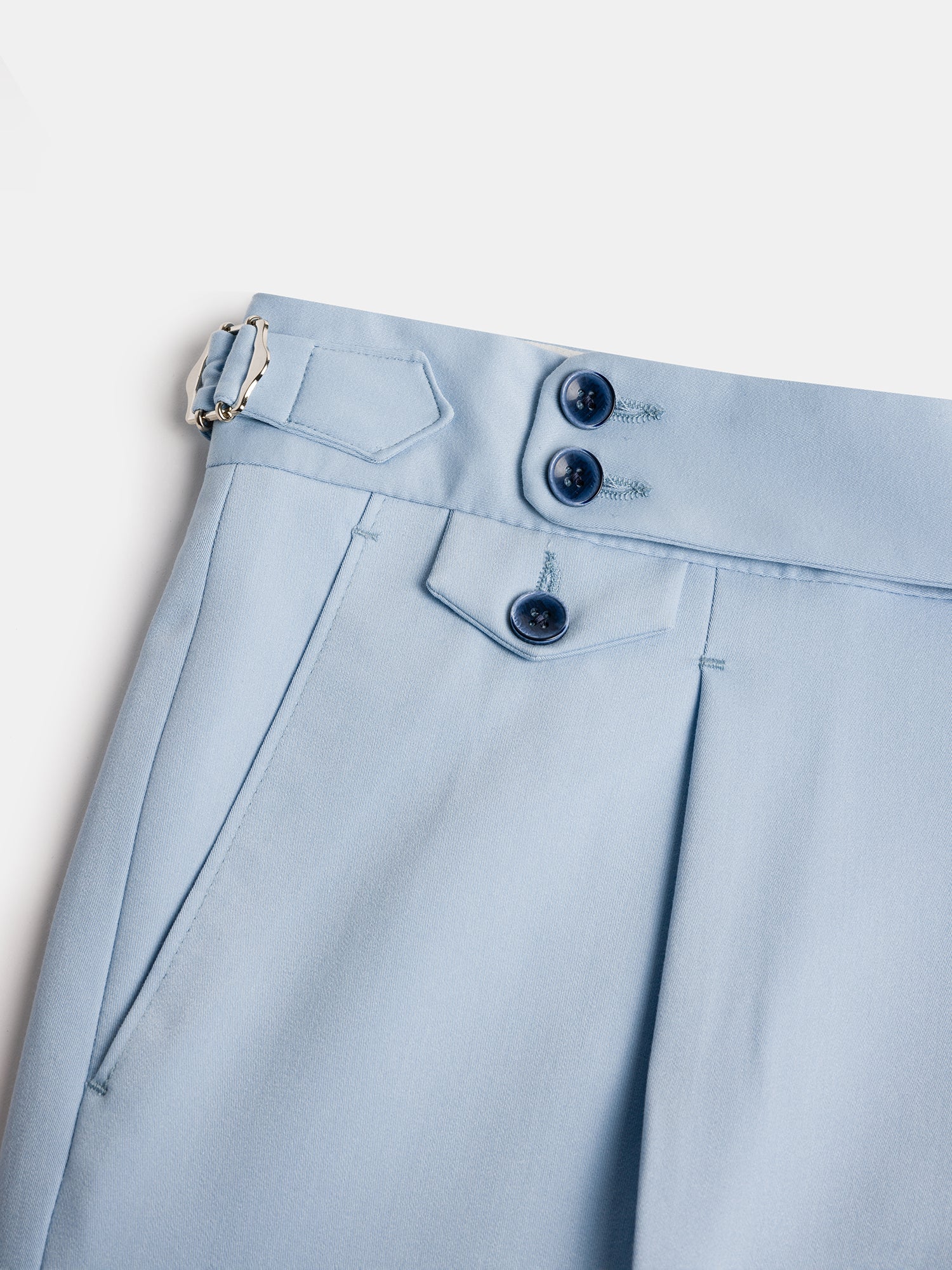 London Sky-Blue High Waist Slim-Fit Pants