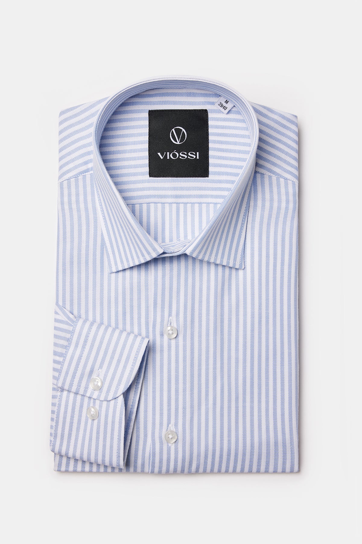 Sky-Blue Striped Slim-Fit Shirt
