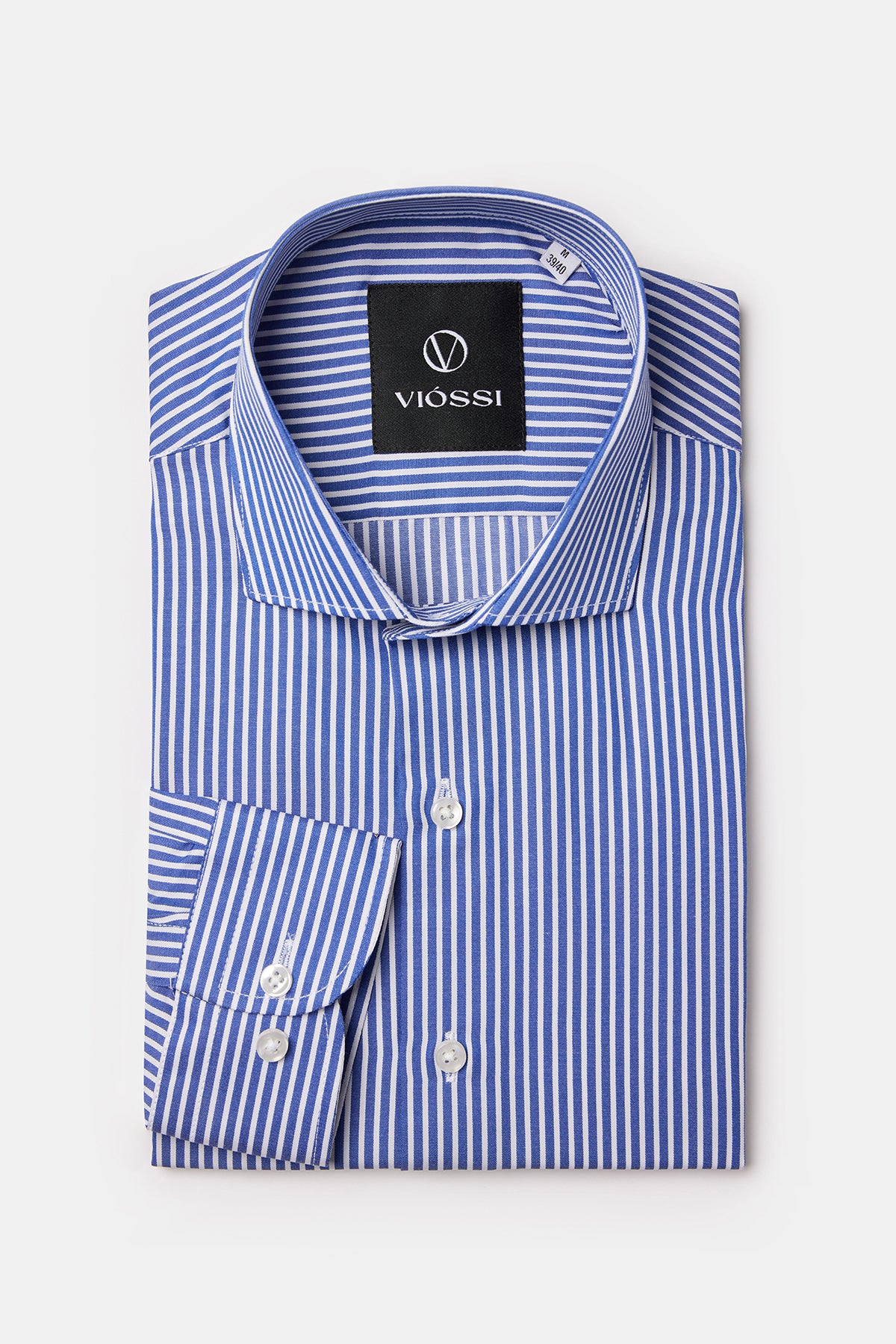 Blue Striped Spread Collar Shirt