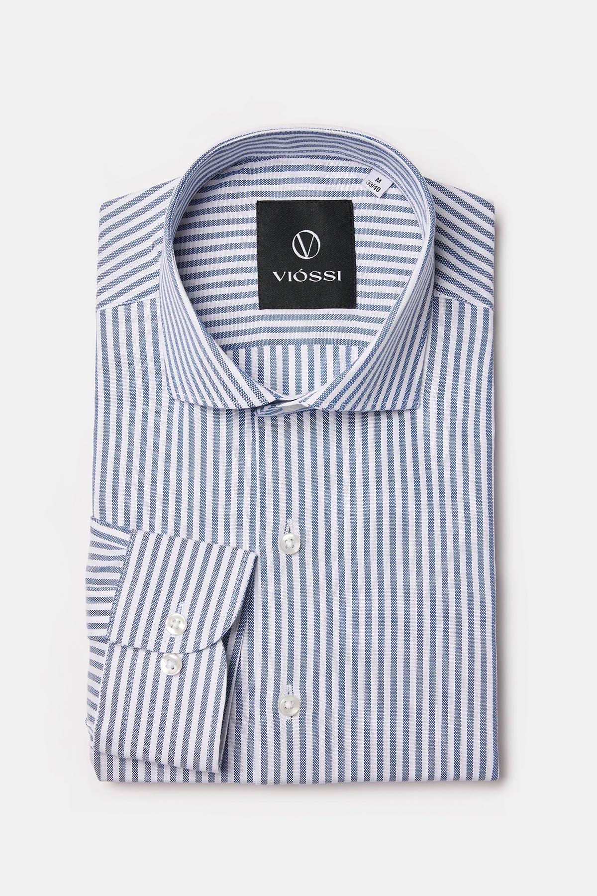 Blue Striped Spread Collar Shirt