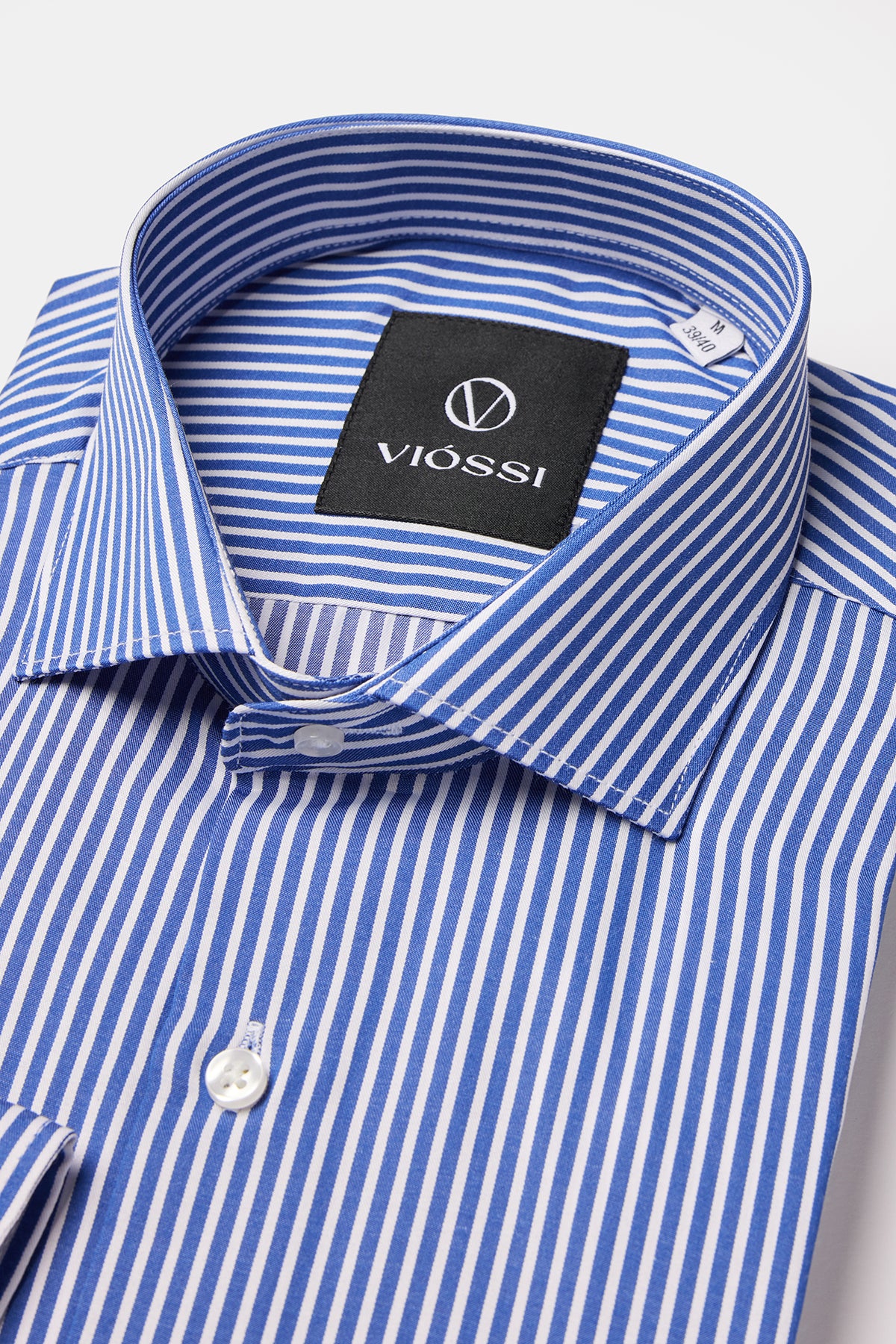 Blue Striped Spread Collar Shirt