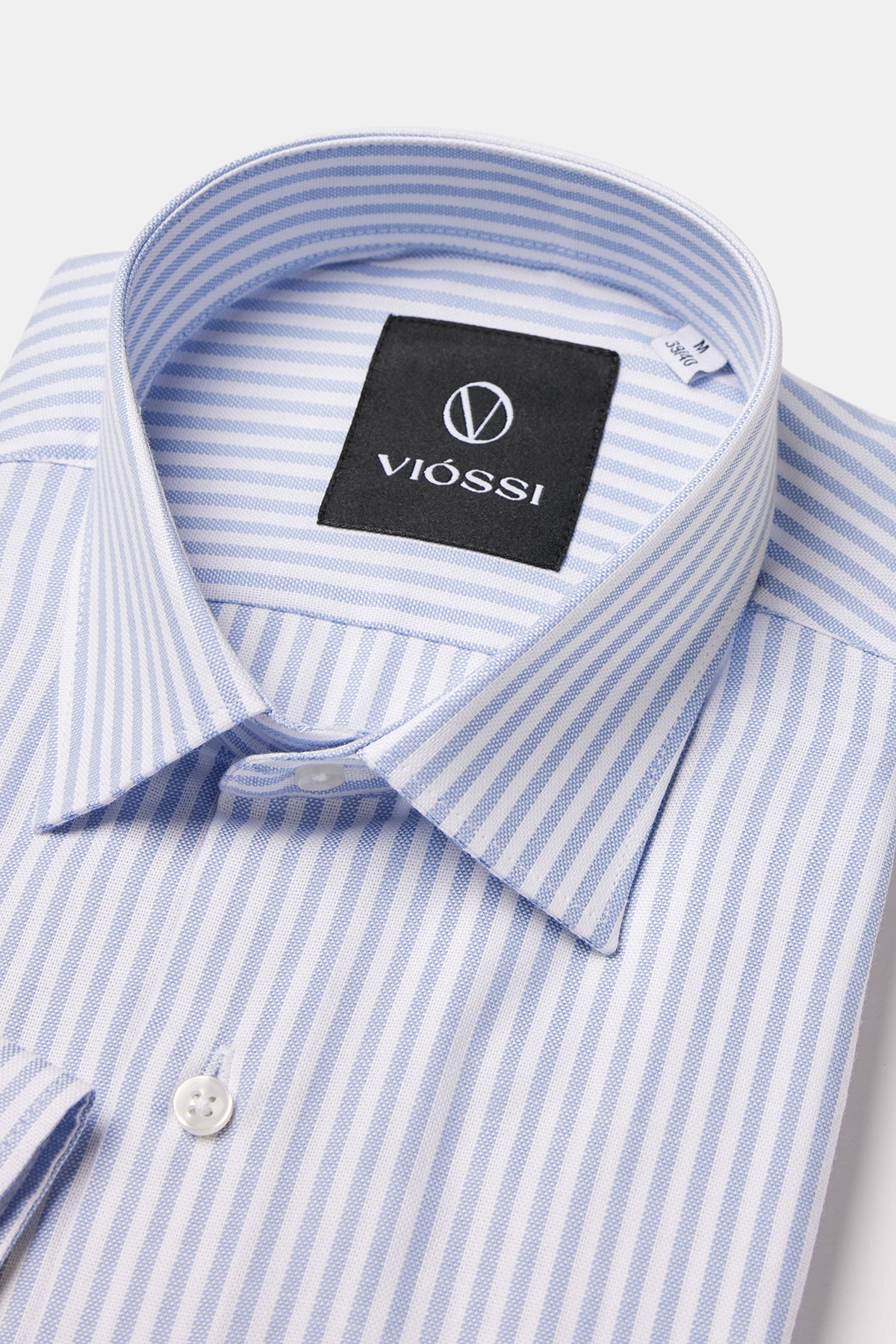 Sky-Blue Striped Slim-Fit Shirt