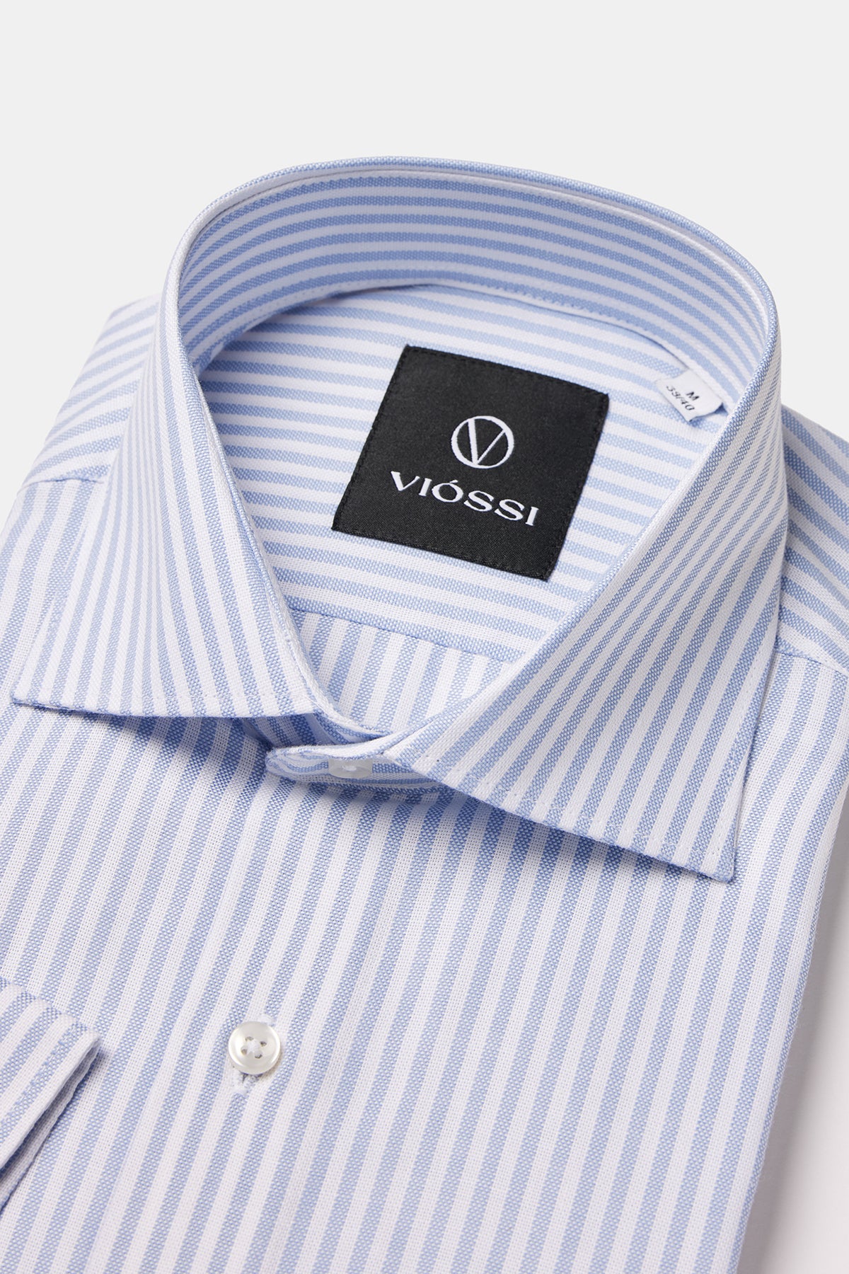 Sky-Blue Striped Italian Spread Collar Shirt