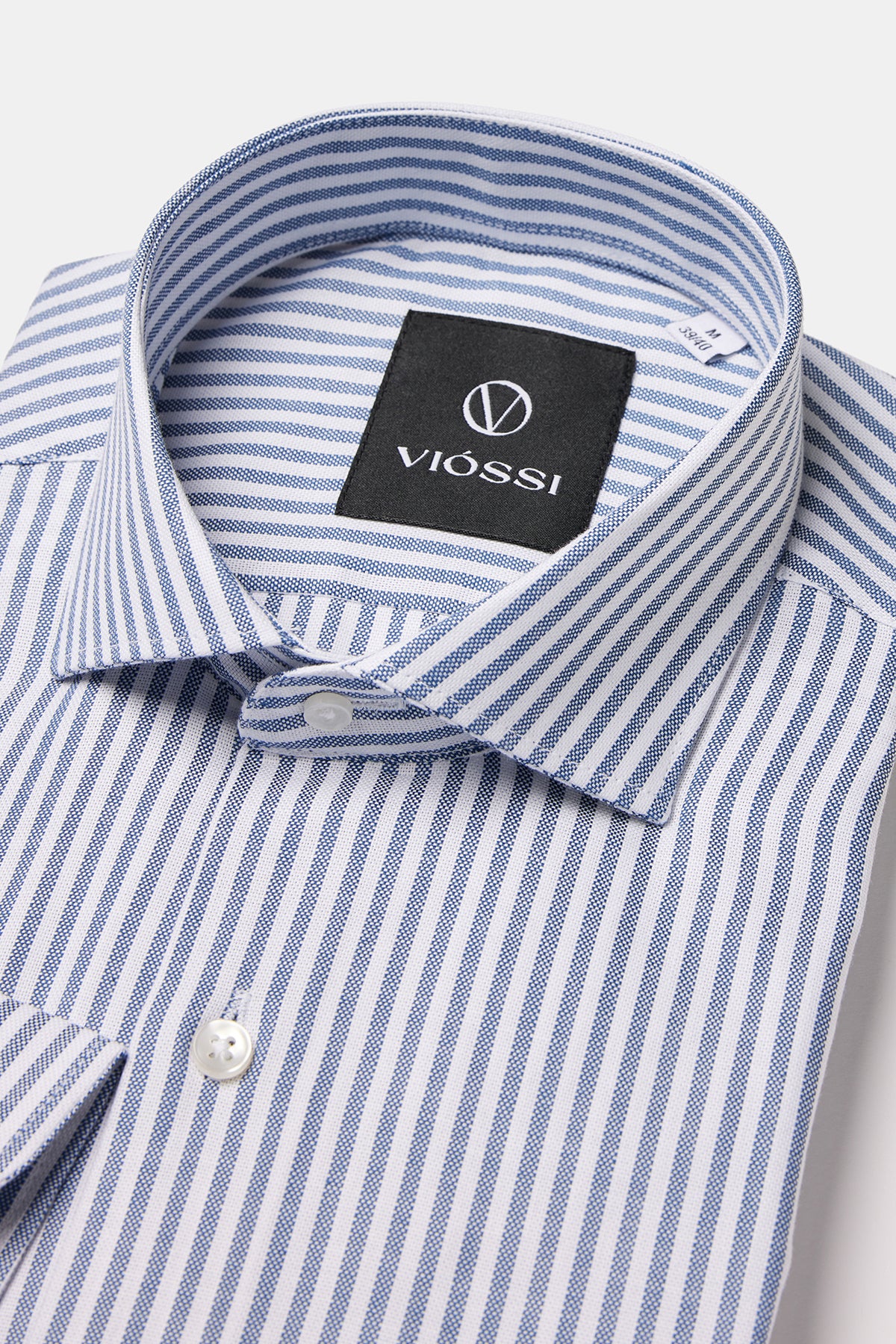 Blue Striped Spread Collar Shirt