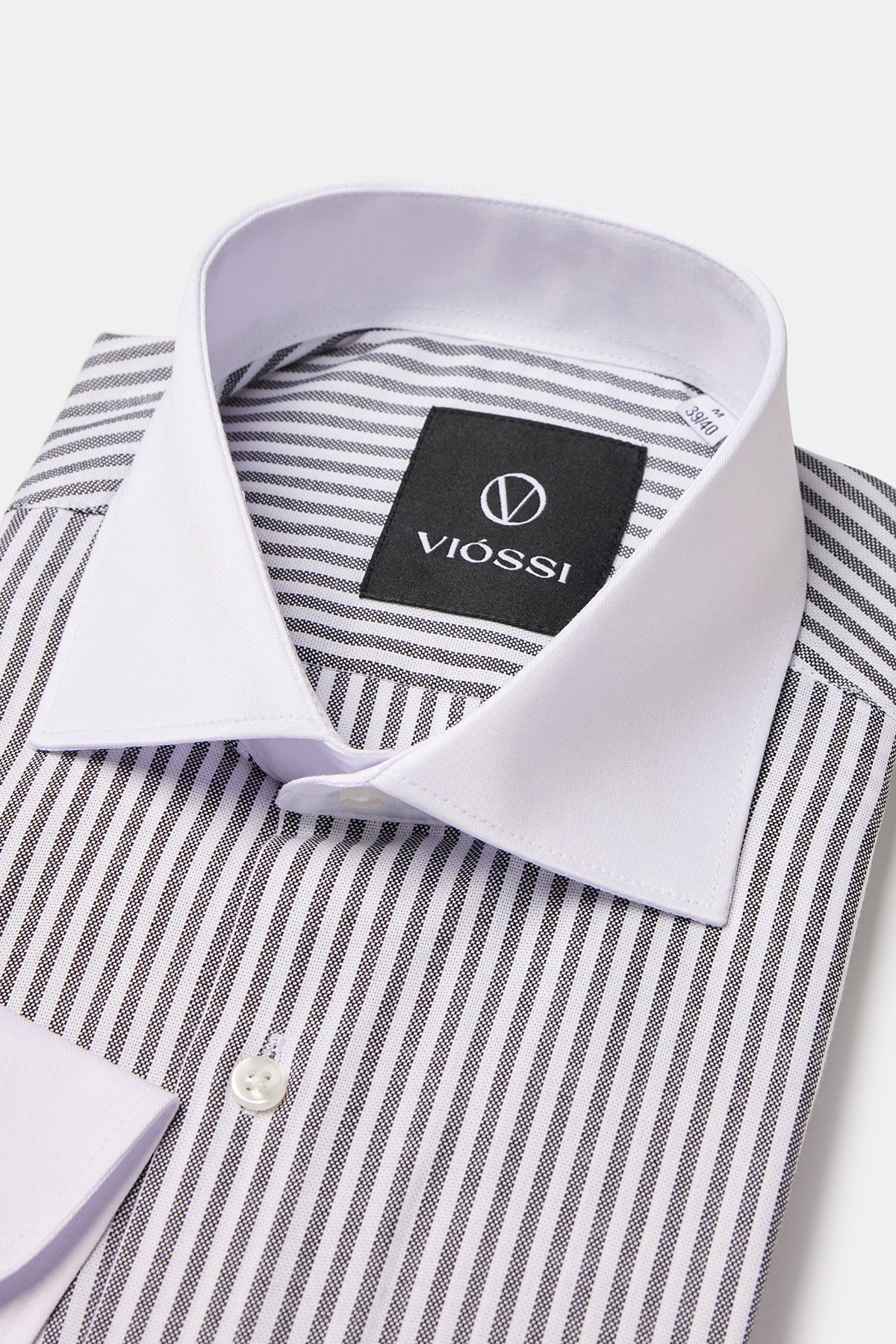 Black Striped White Collar Shirt
