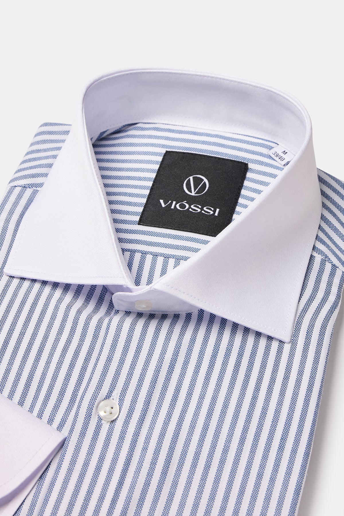 Blue Striped White Collar Shirt