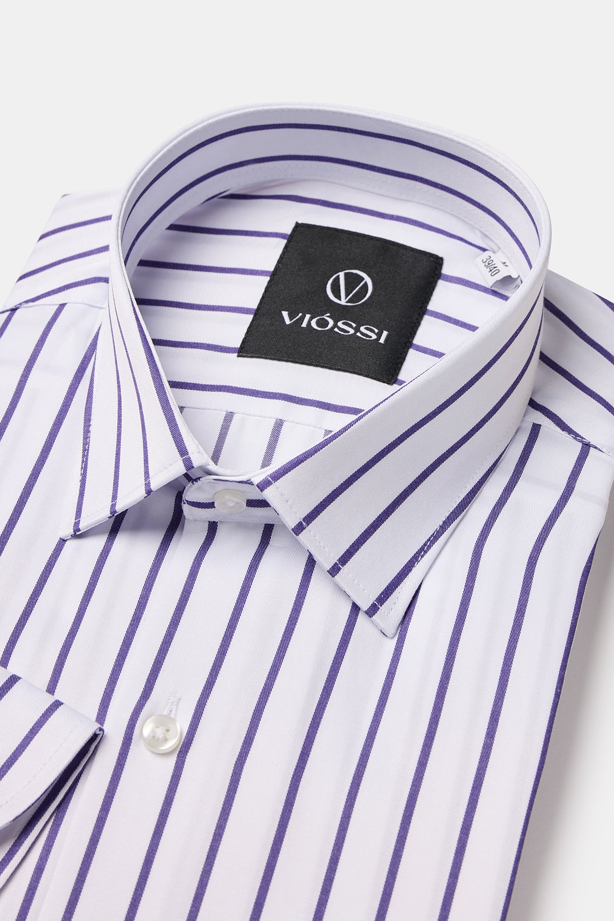 White-Purple Striped Slim-Fit Shirt