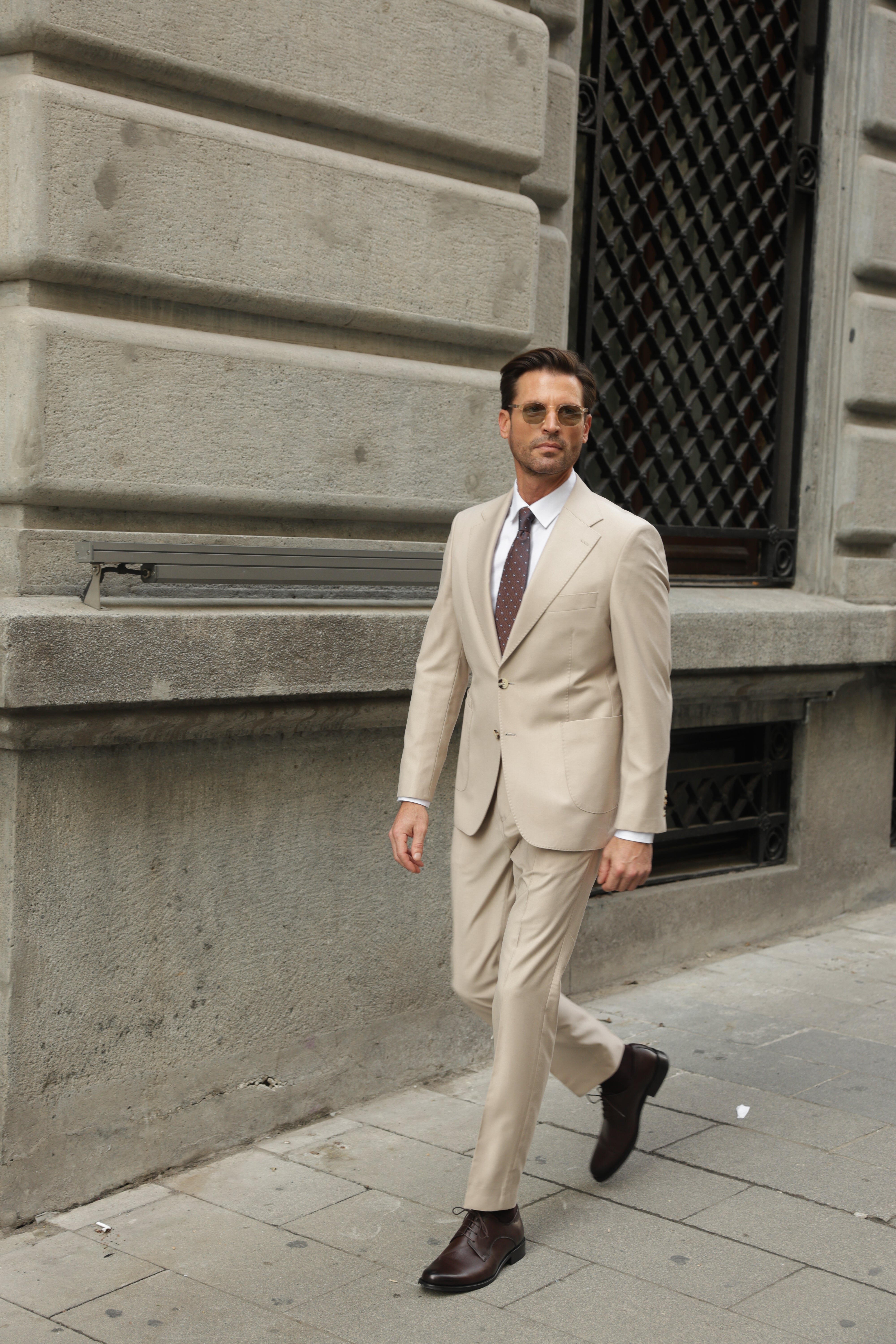 Beige Slim-Fit Suit 2-Piece