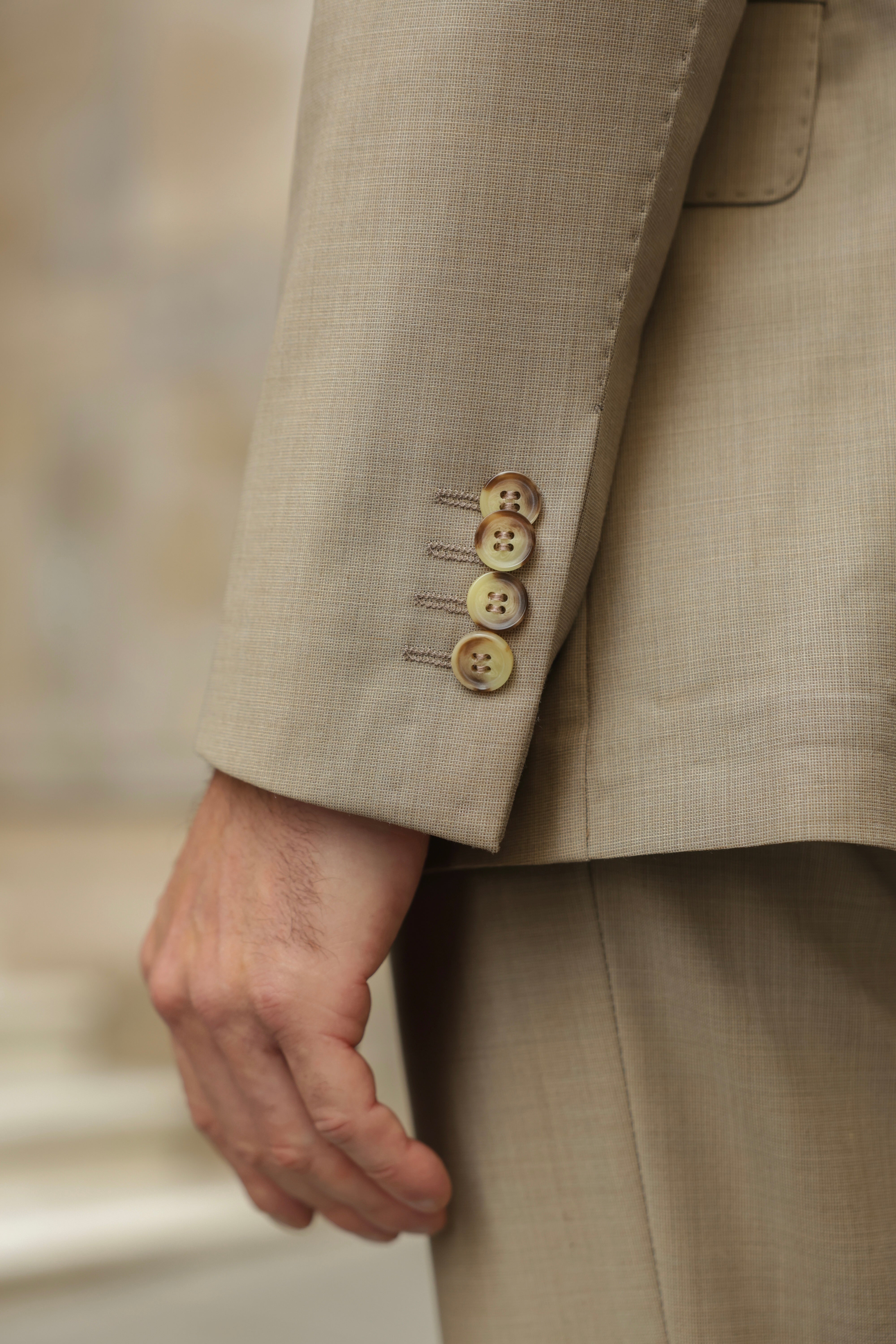 Beige Double Breasted Suit 2-Piece