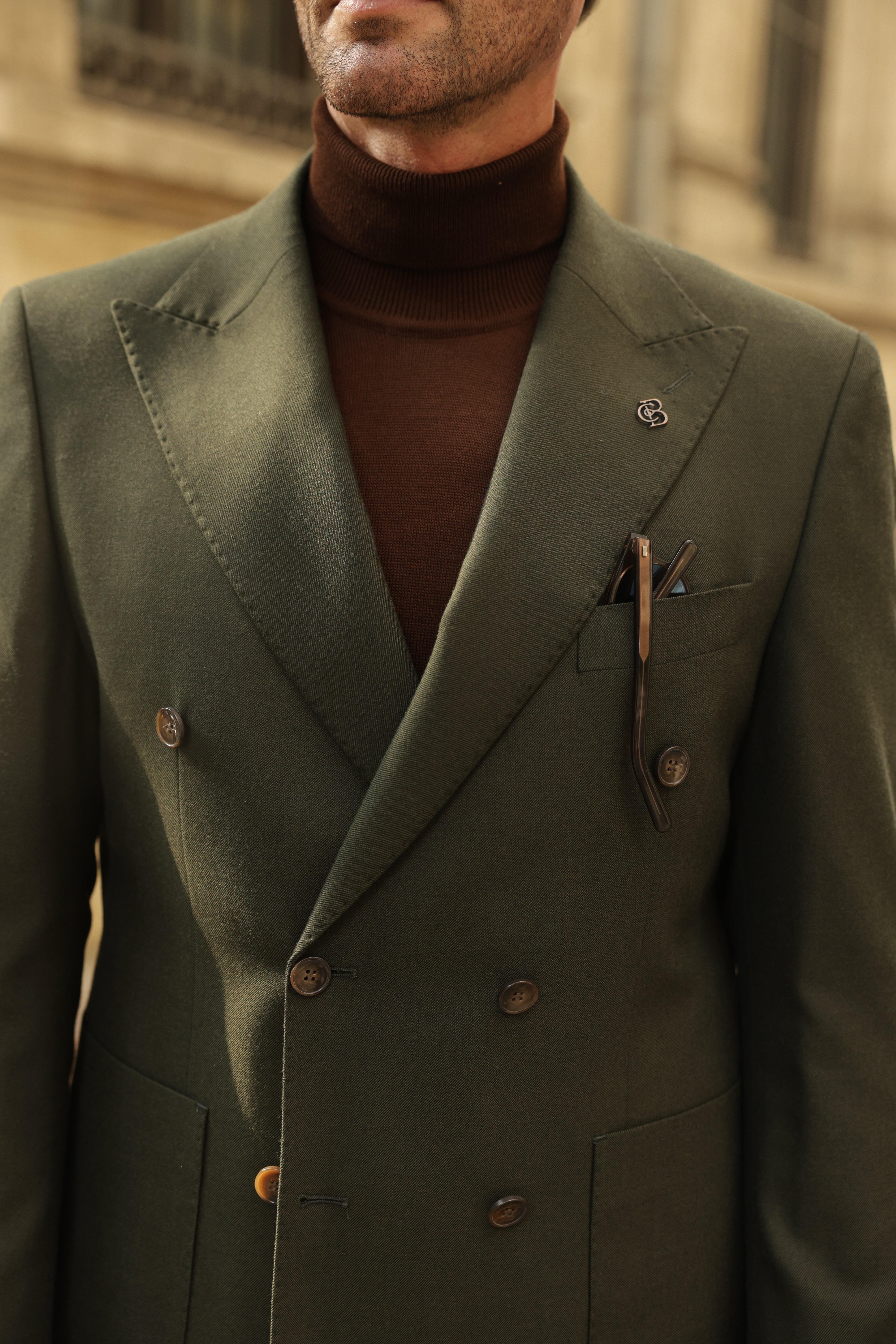 Khaki Double Breasted Suit 2-Piece