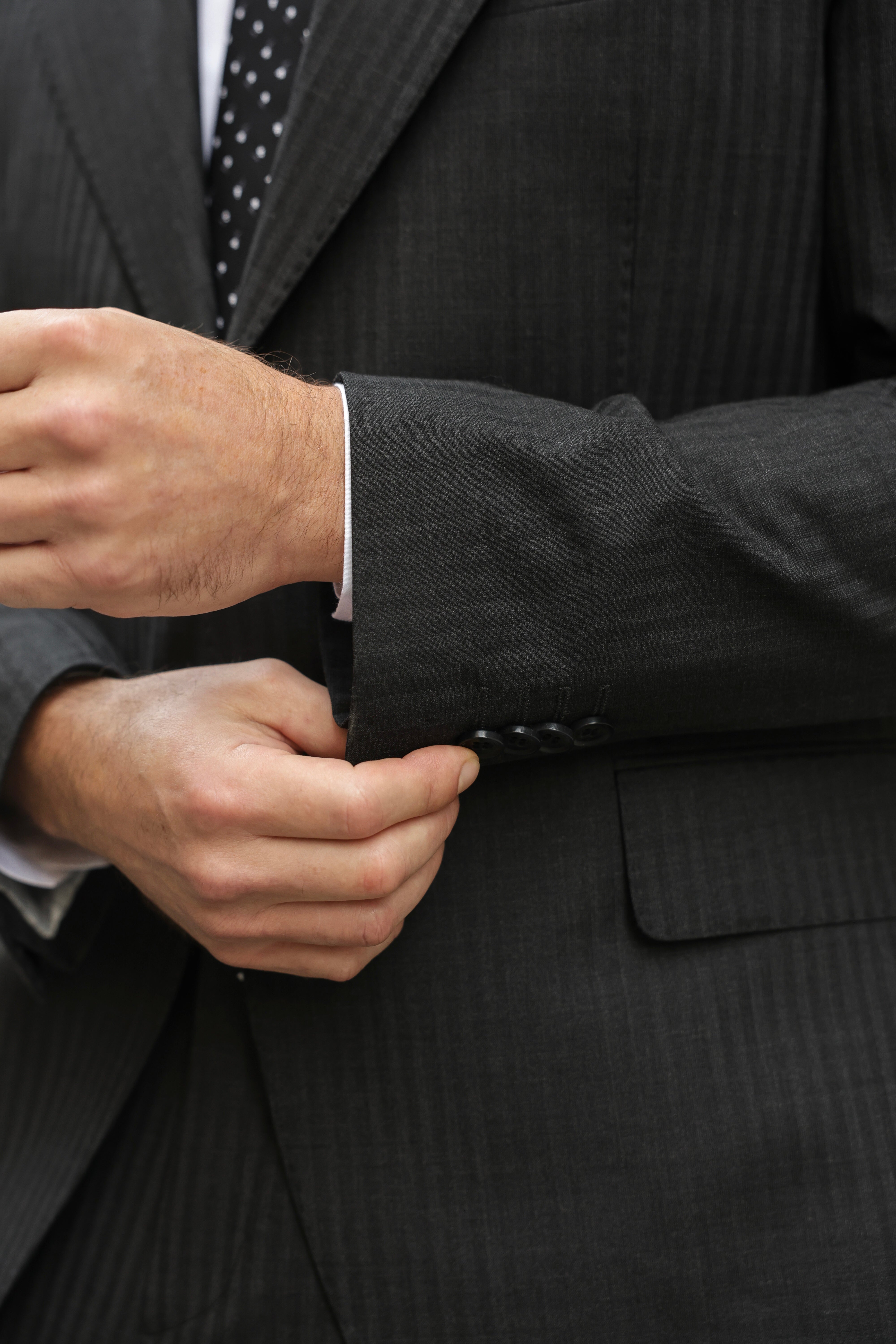 Black Striped Slim-Fit Suit 2-Piece