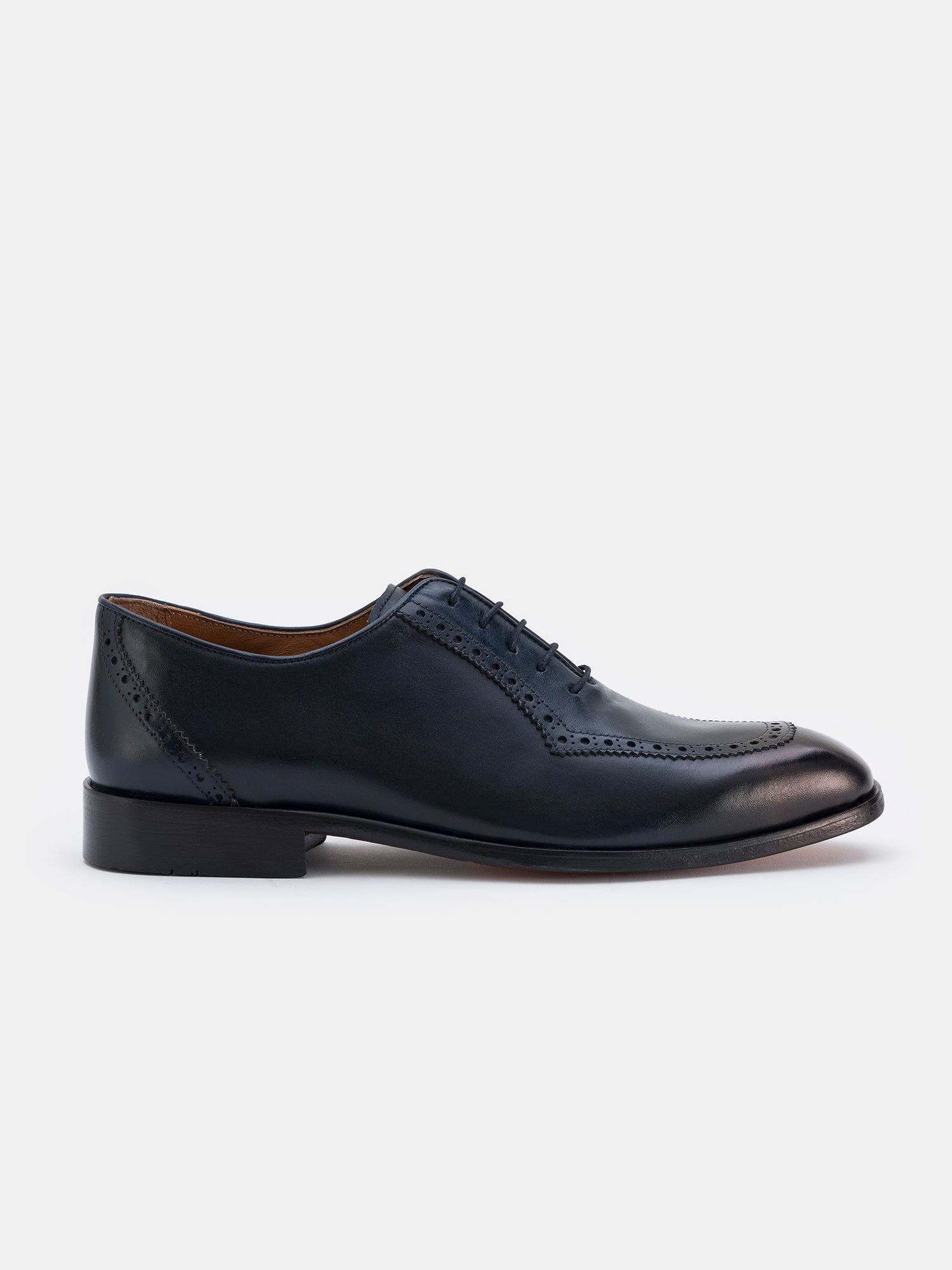 Navy Leather Wing Tip Oxford