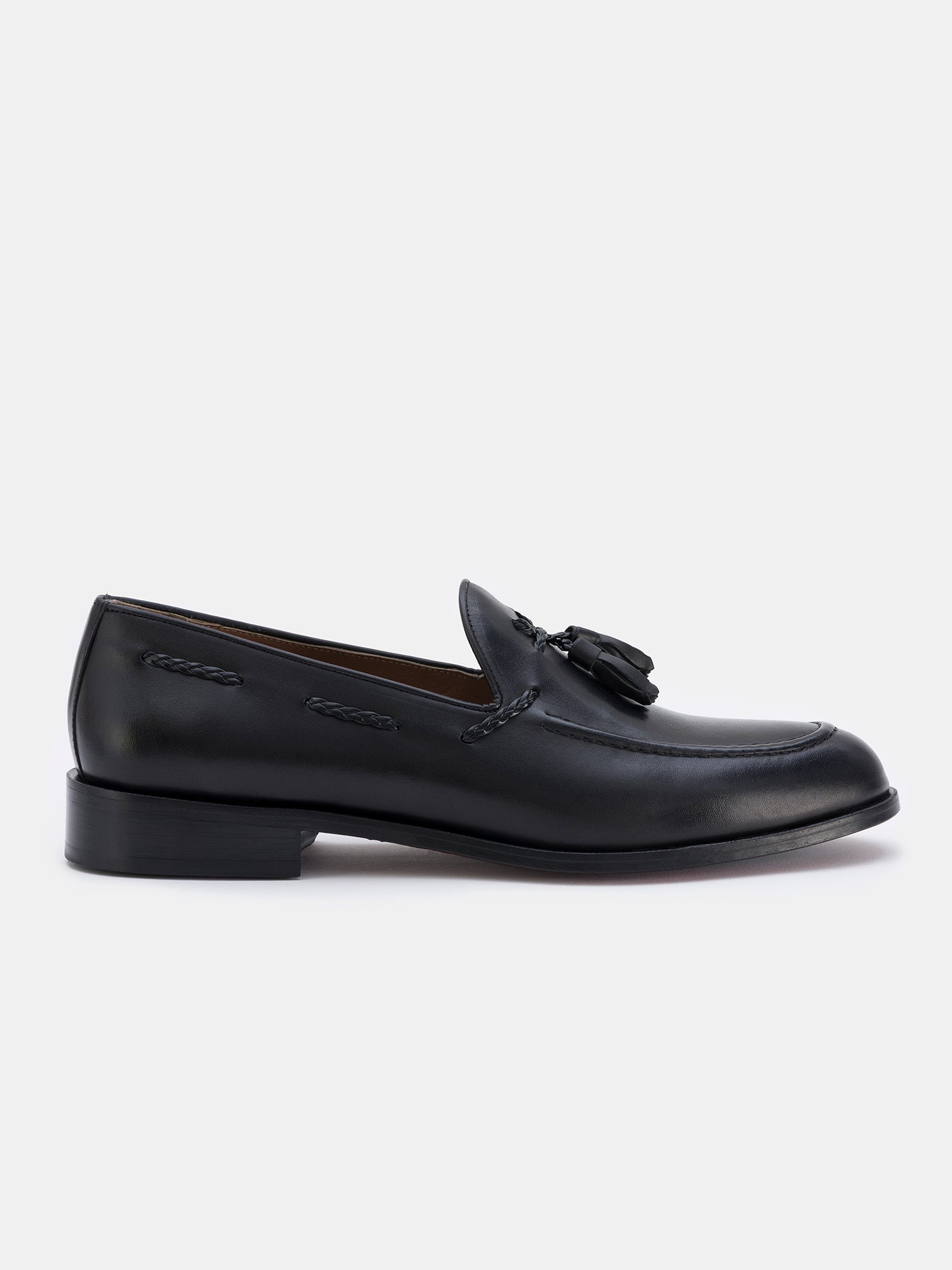 Black Leather Tasselled Loafers