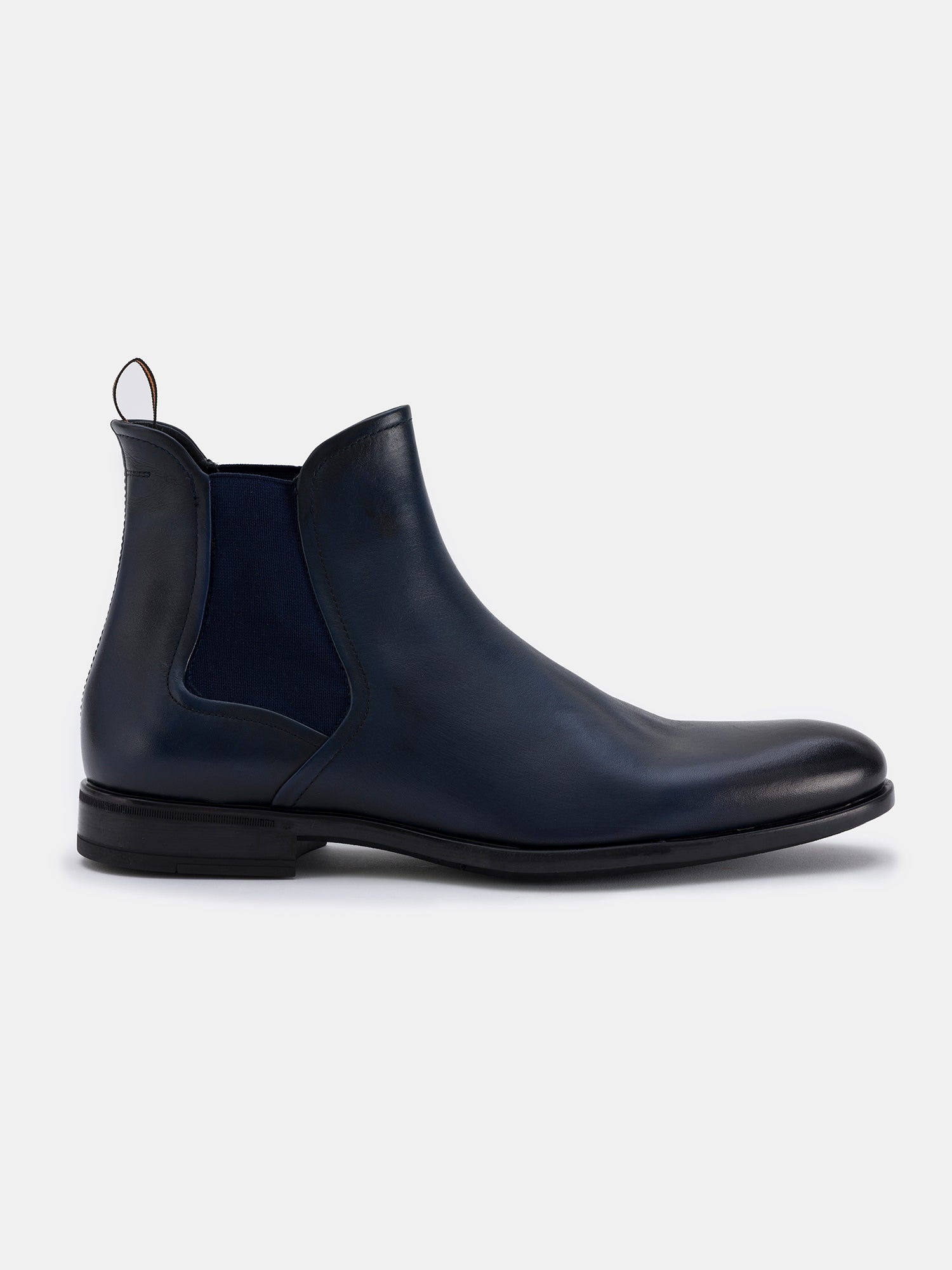 Navy Leather Chelsea Boots