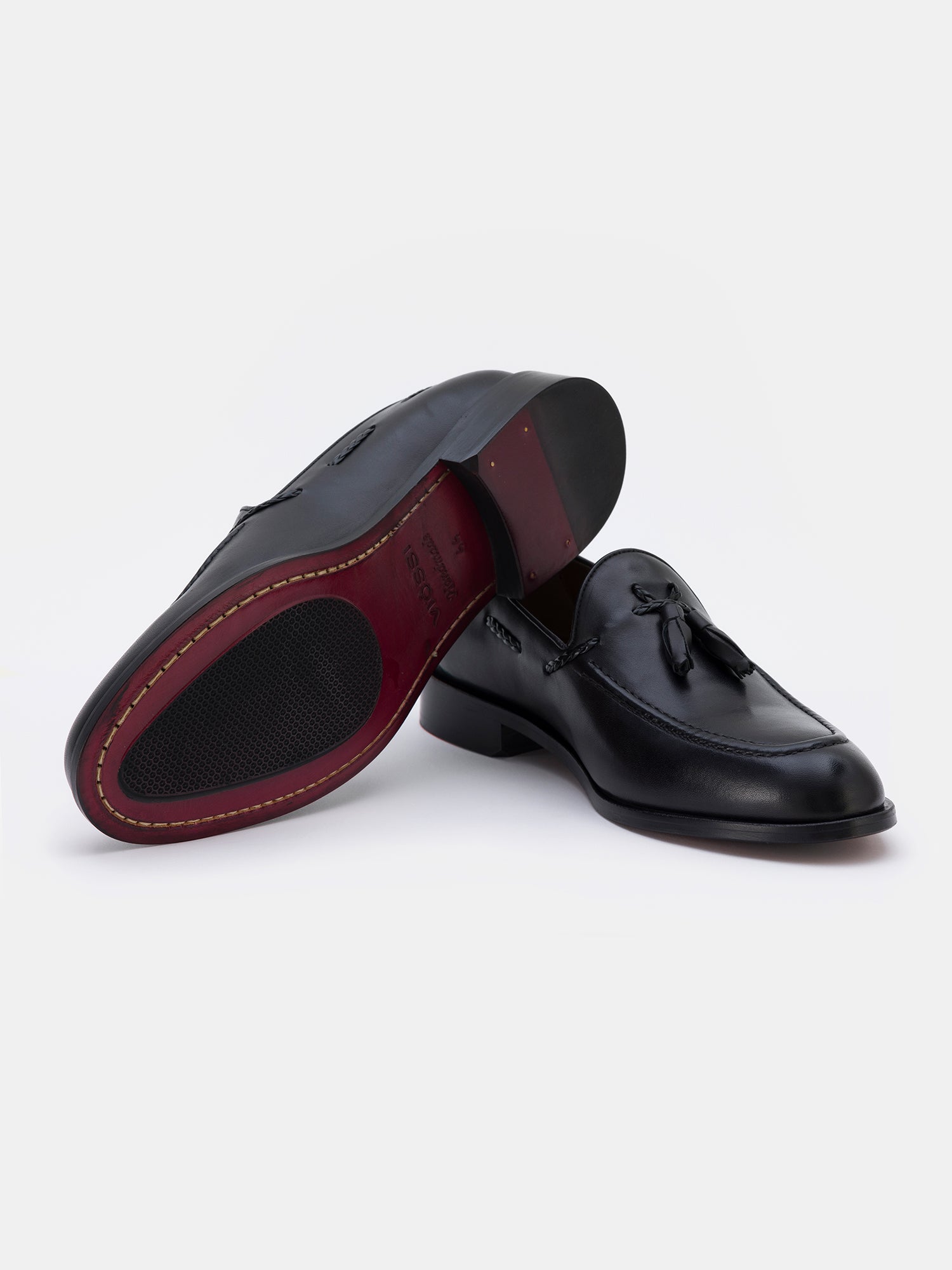 Black Leather Tasselled Loafers