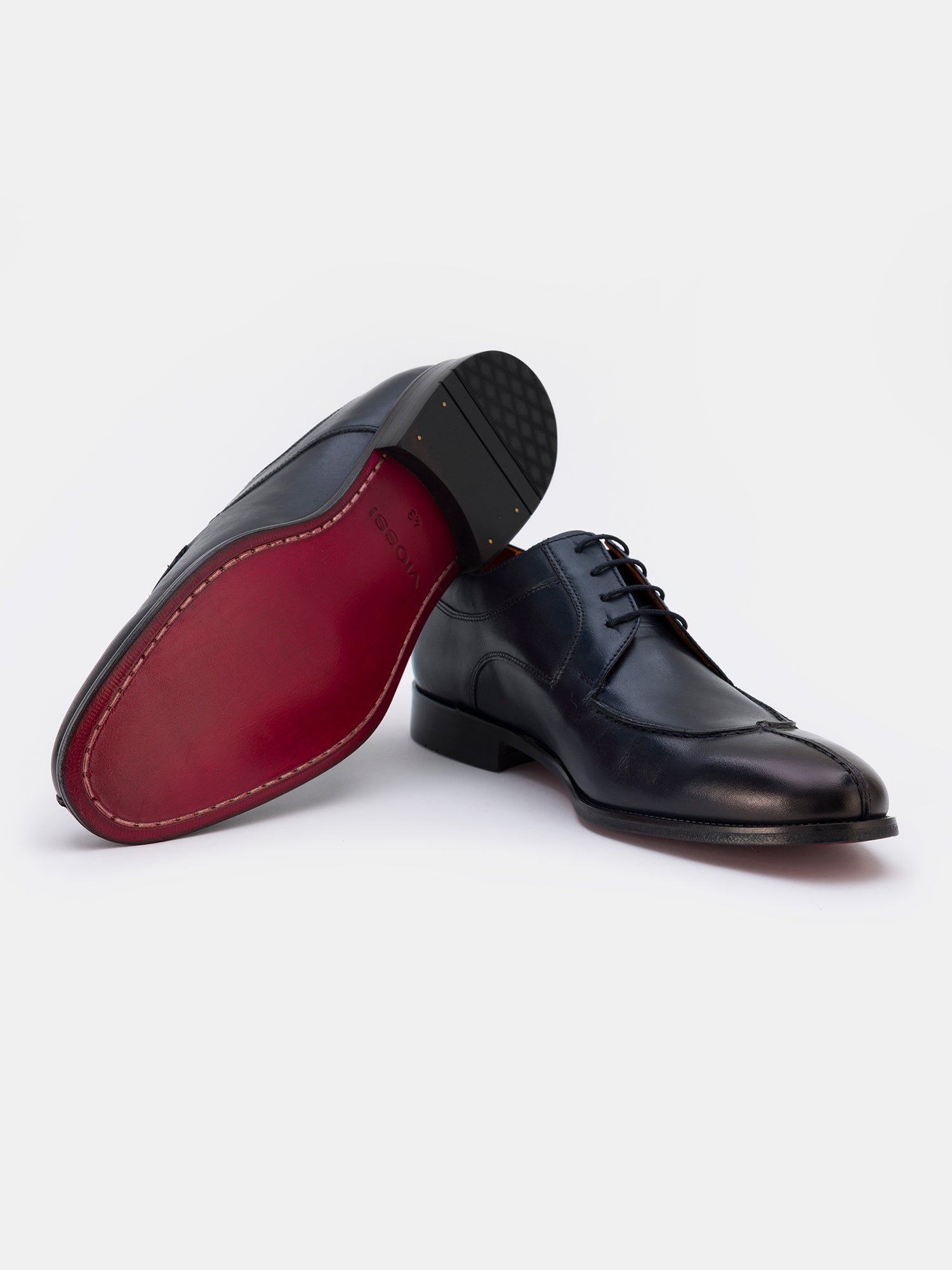 Navy Leather Split Toe Derby