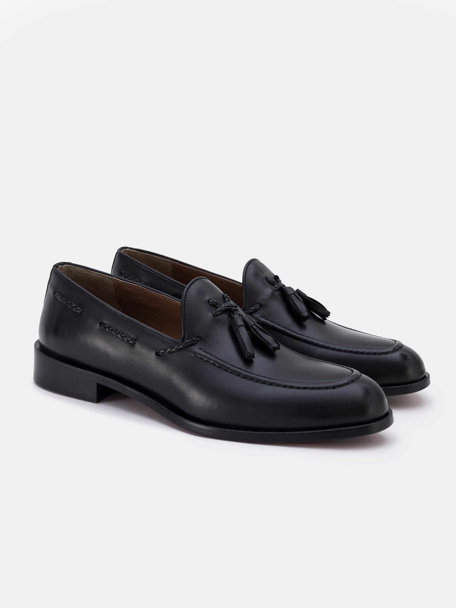 Black Leather Tasselled Loafers