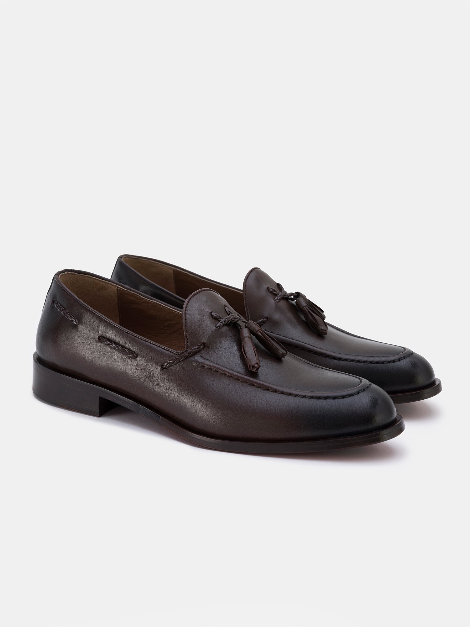 Brown Leather Tasselled Loafers