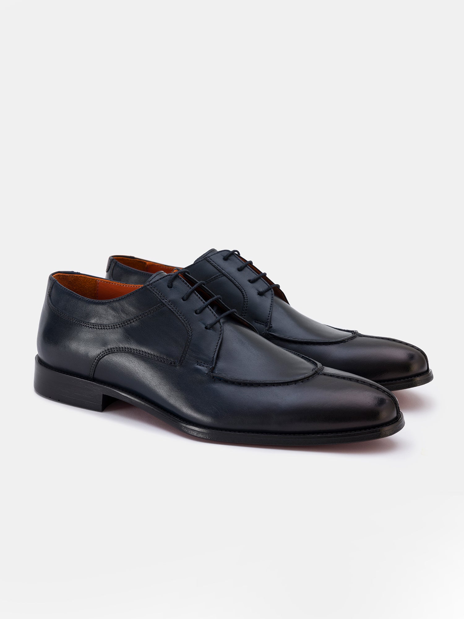 Navy Leather Split Toe Derby