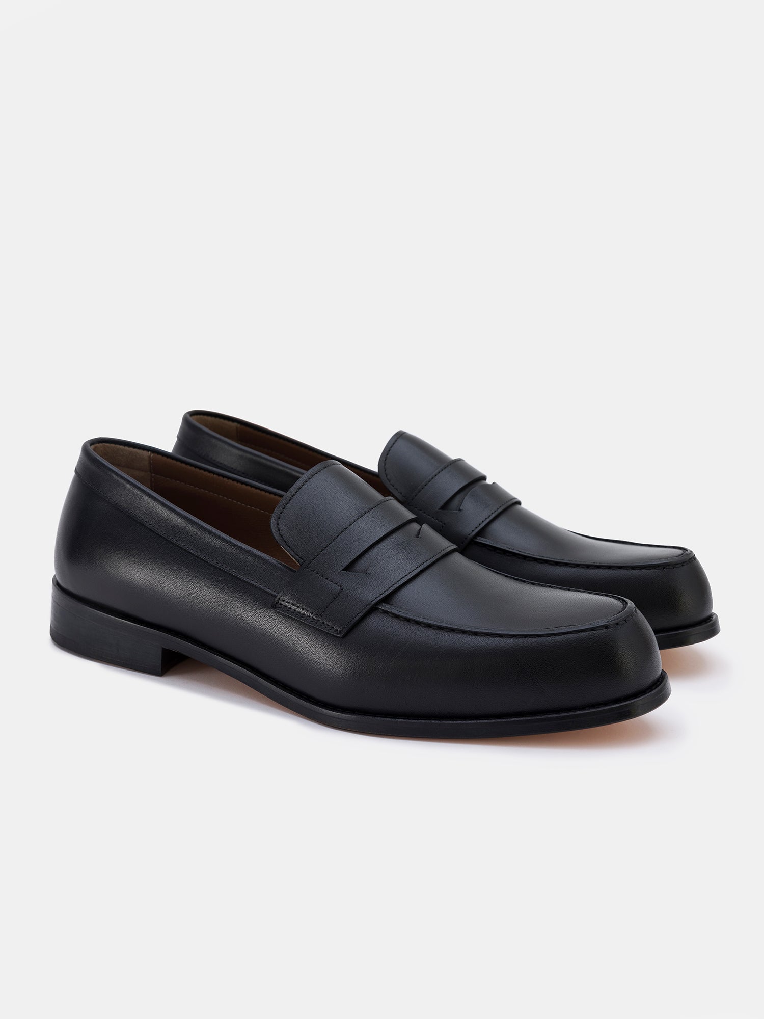 Black Leather Penny Loafers