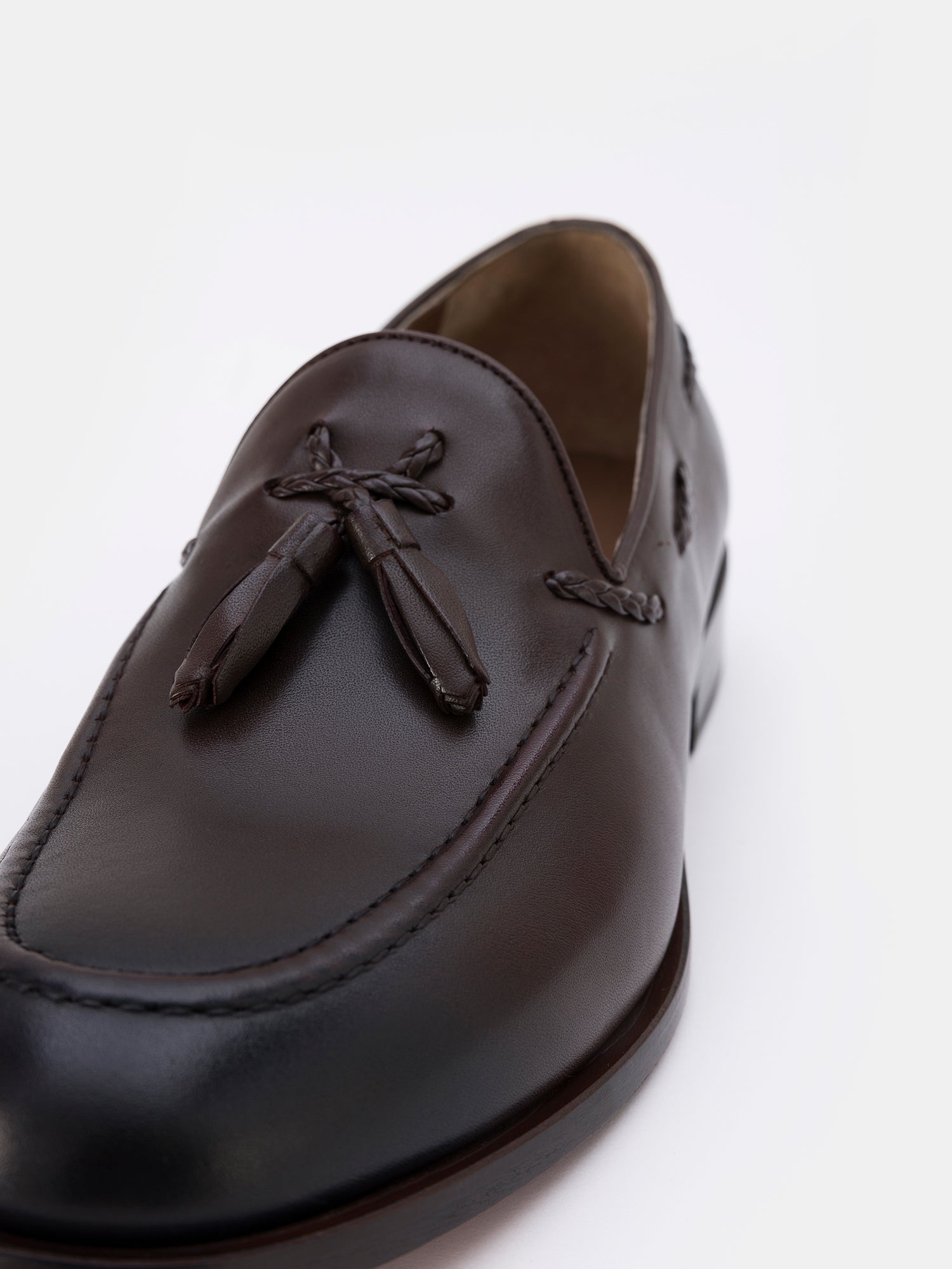 Brown Leather Tasselled Loafers