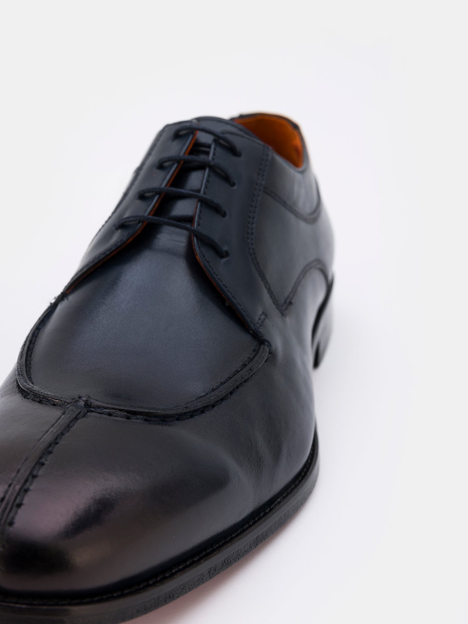 Navy Leather Split Toe Derby