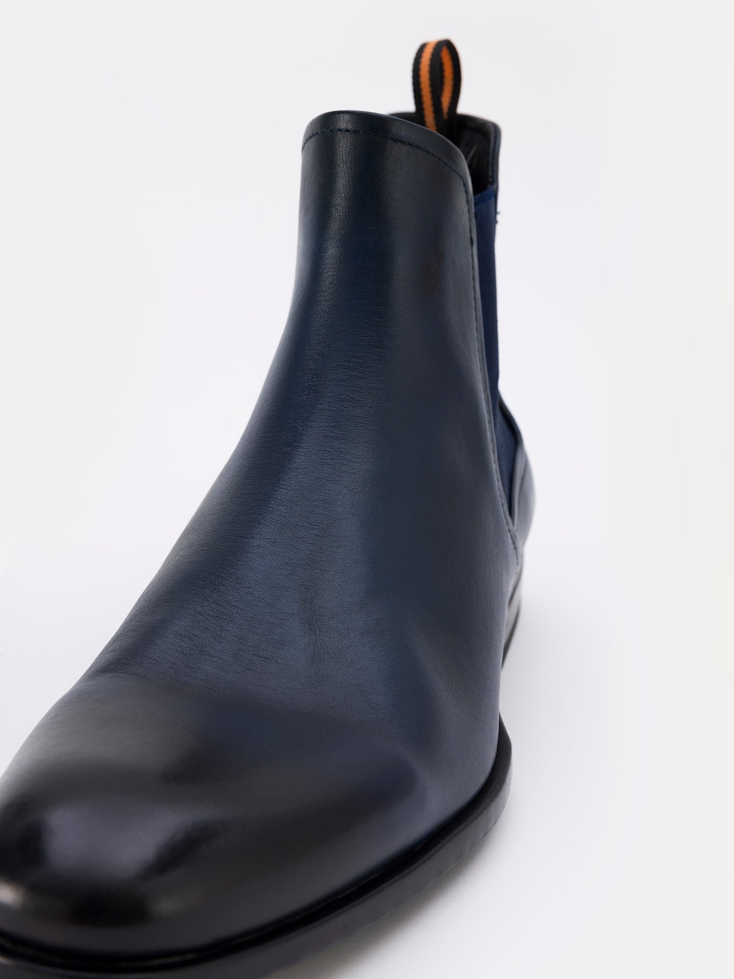 Navy Leather Chelsea Boots