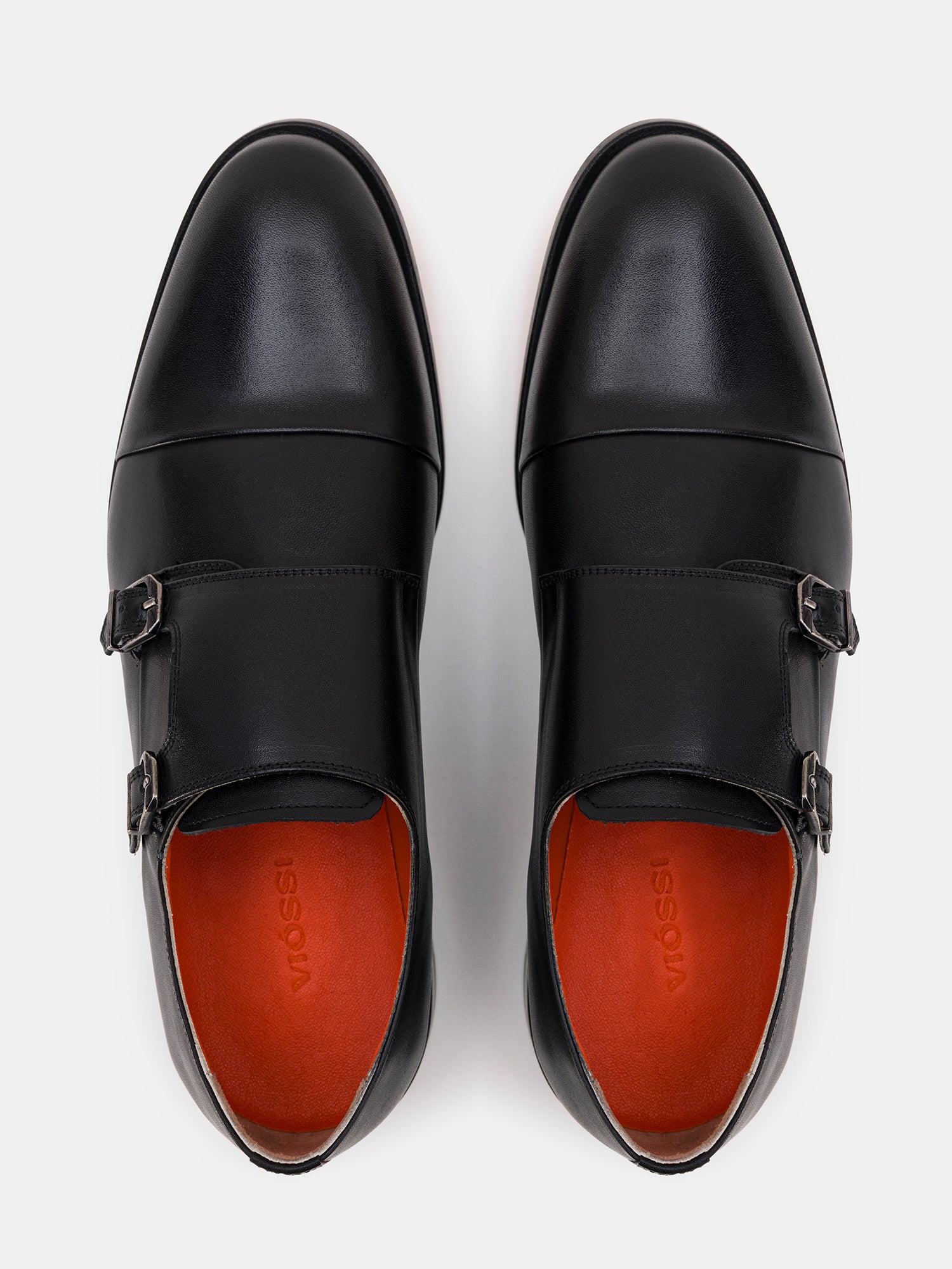 Black Leather Monk Straps Shoes