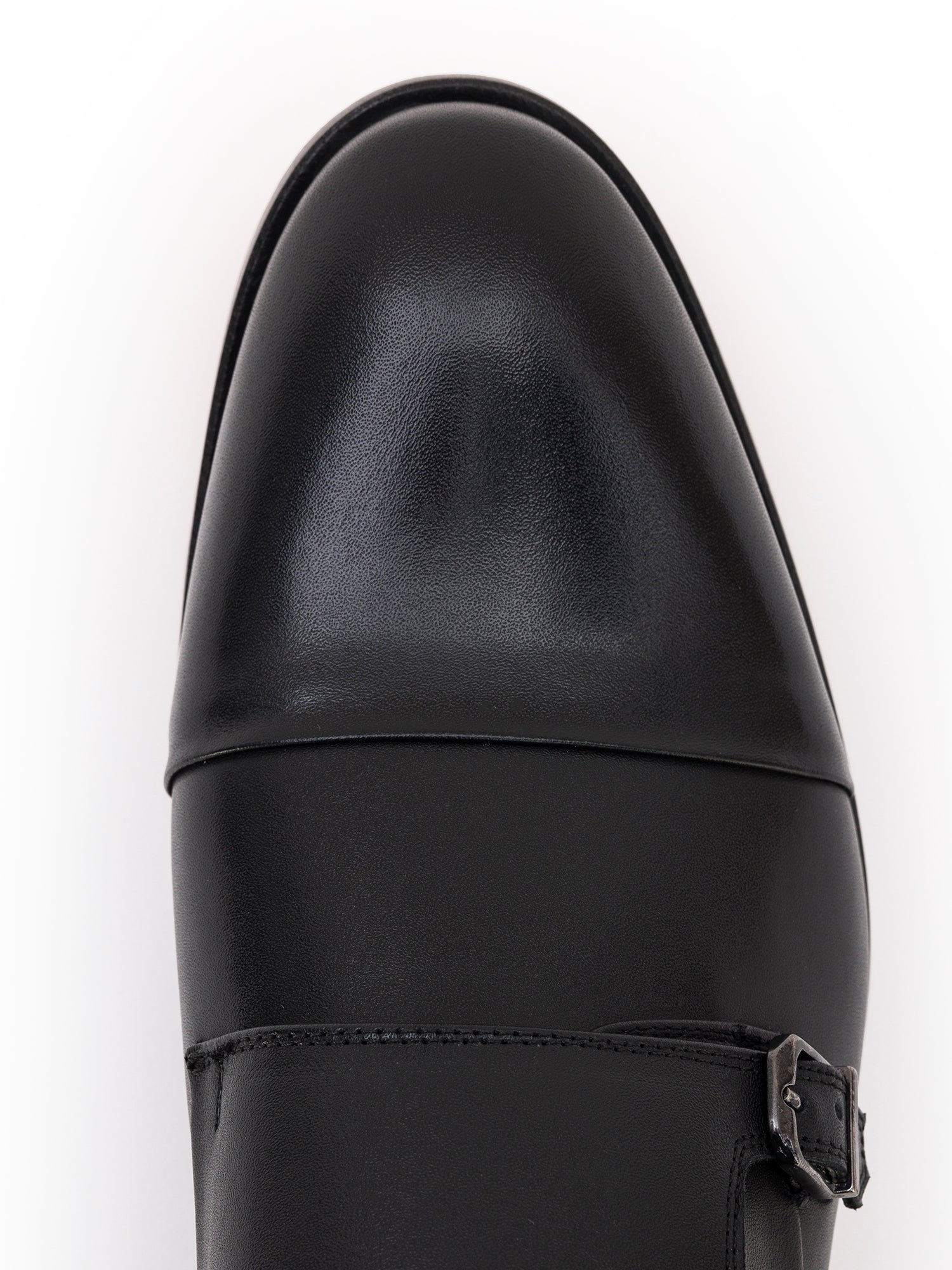 Black Leather Monk Straps Shoes