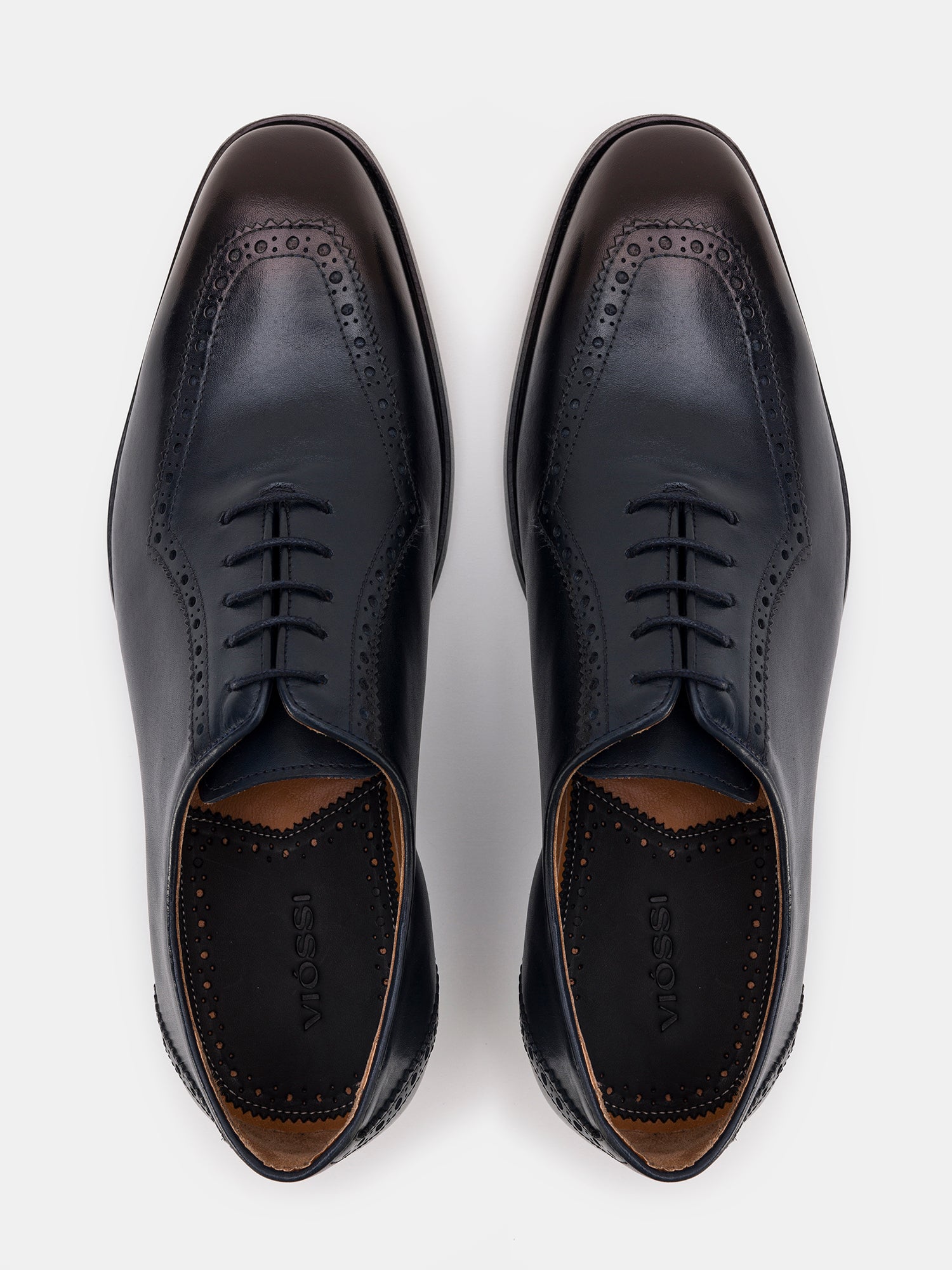 Navy Leather Wing Tip Oxford