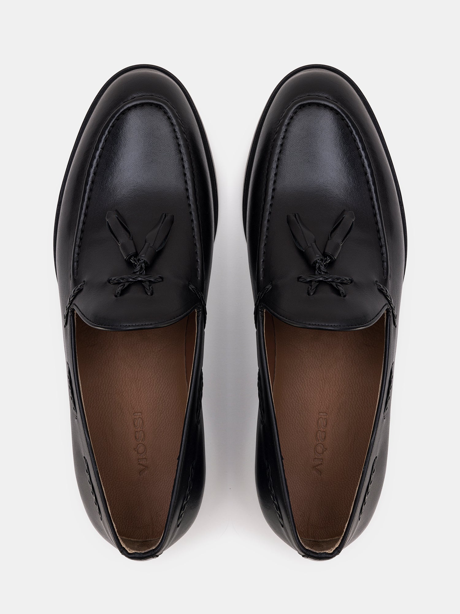 Black Leather Tasselled Loafers