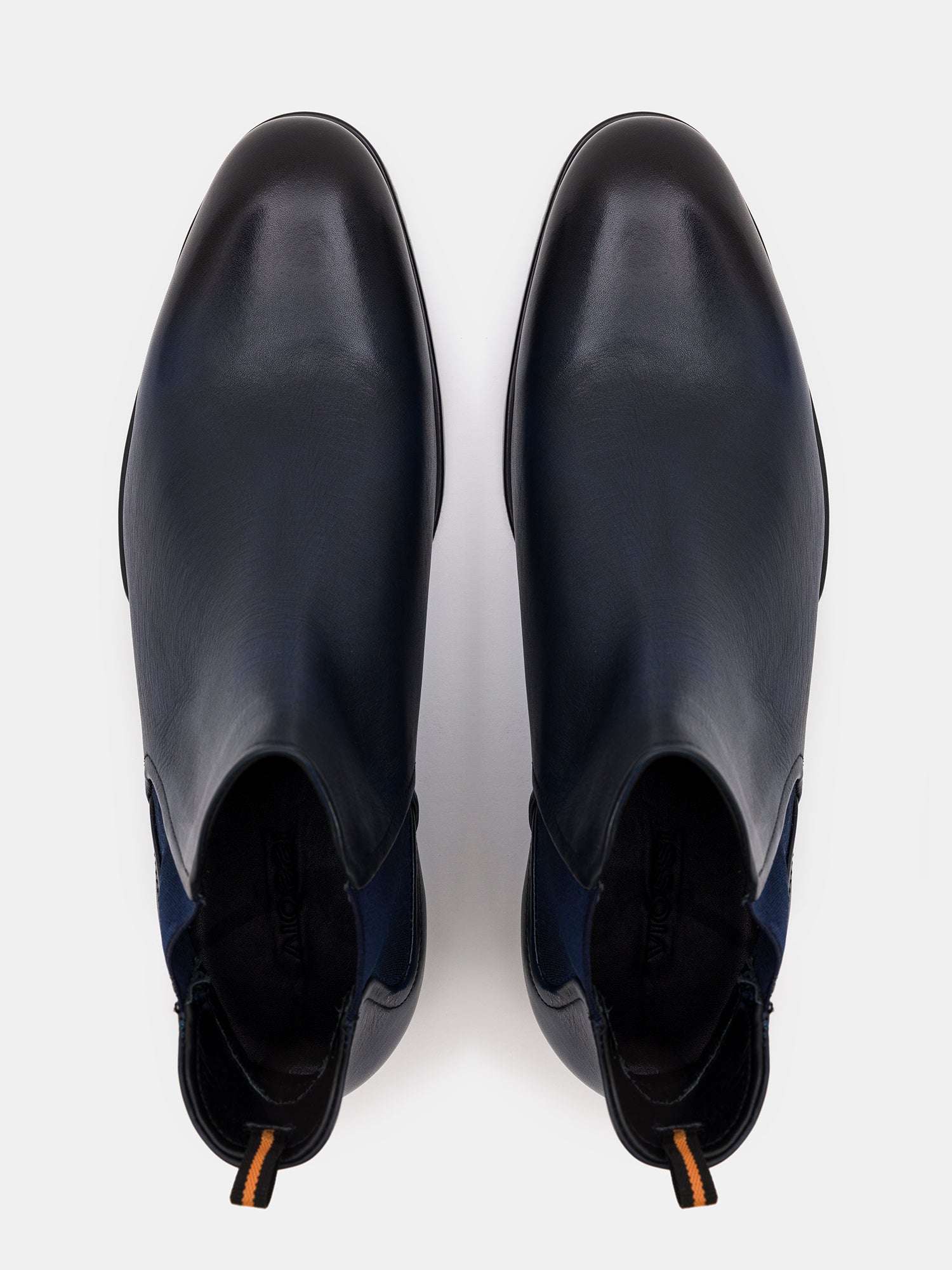 Navy Leather Chelsea Boots