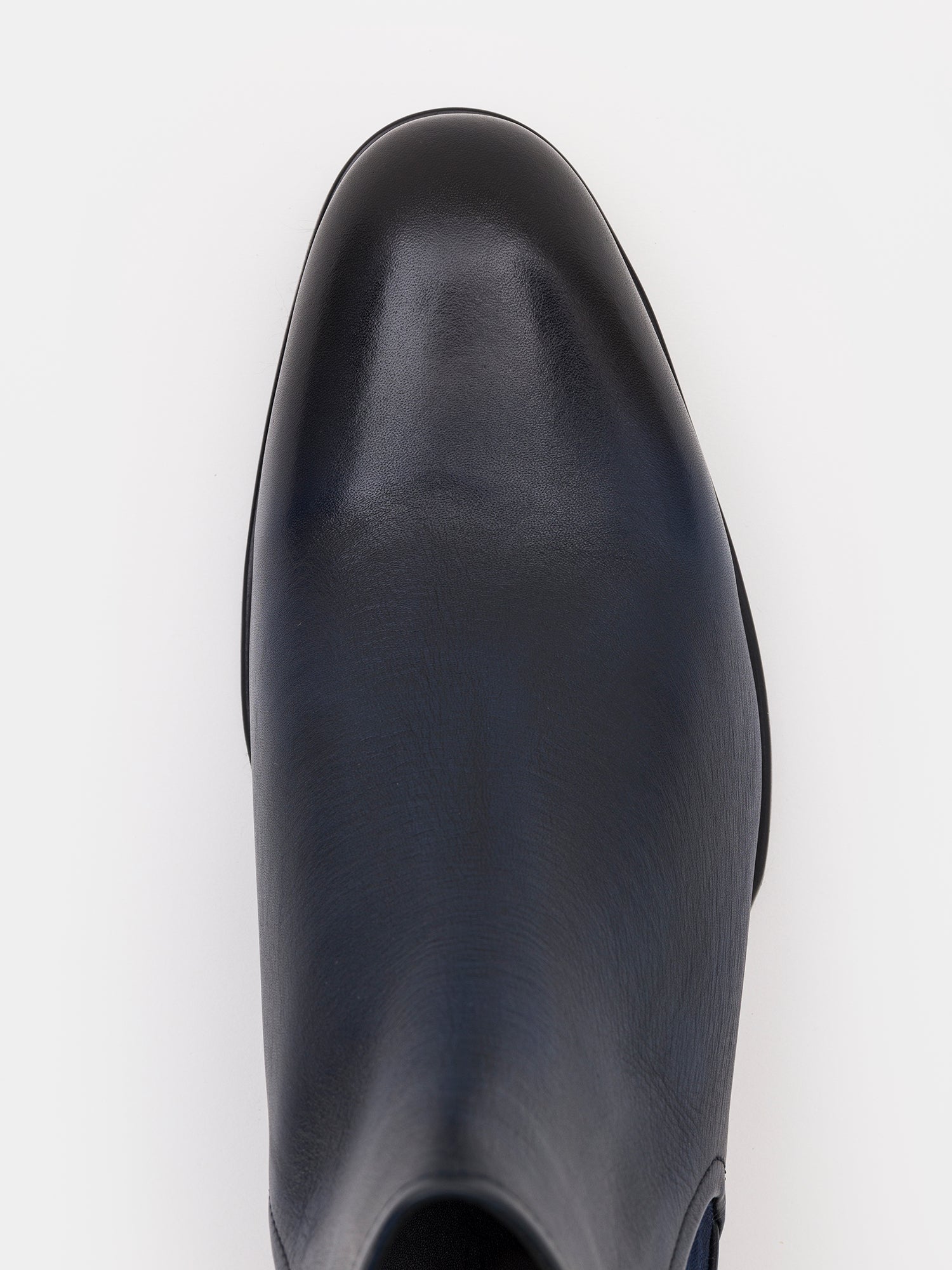 Navy Leather Chelsea Boots