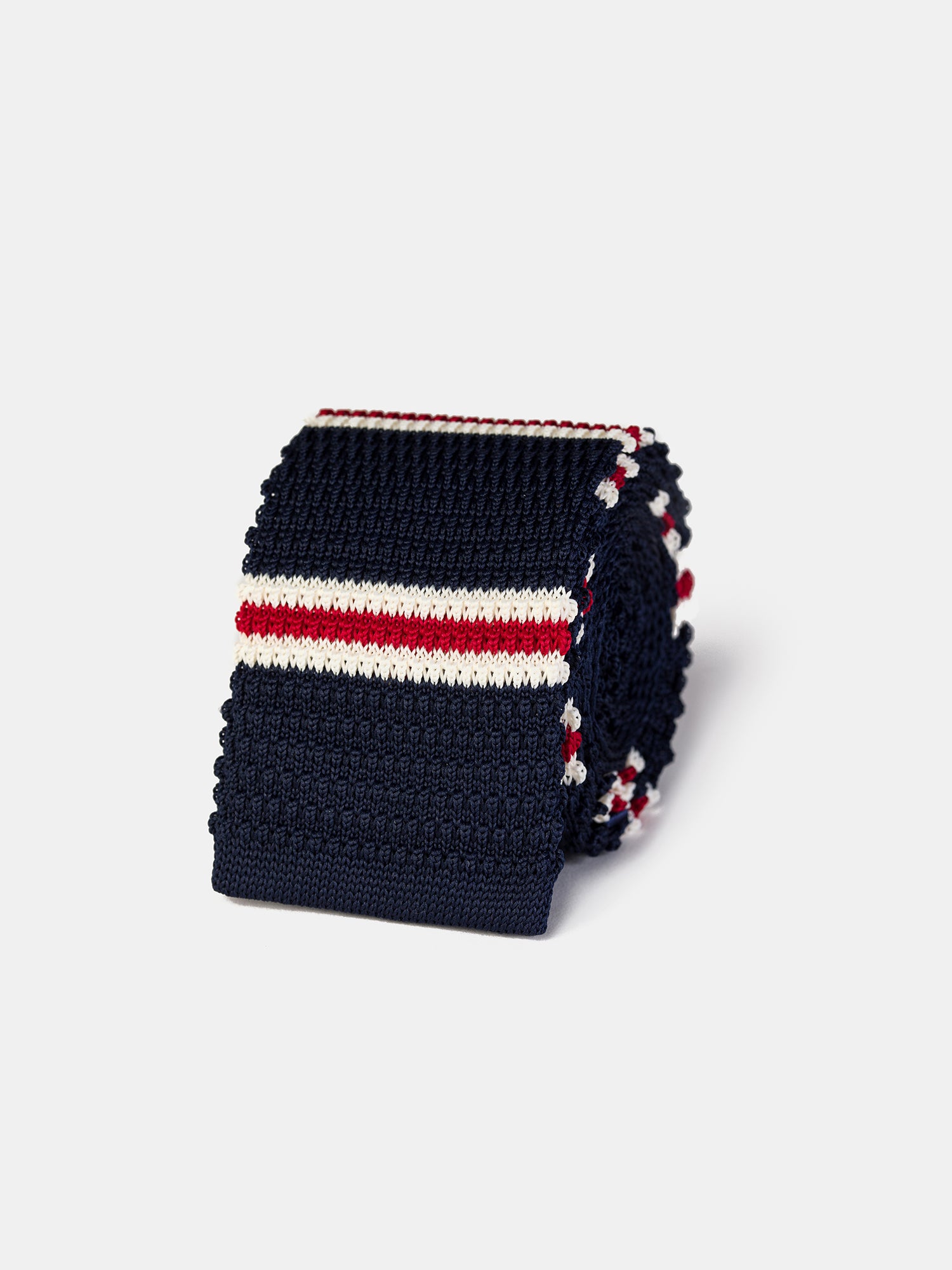 Navy Striped Knitted Tie 6cm
