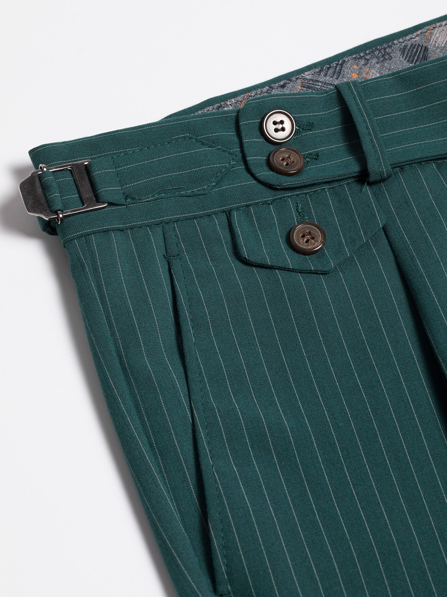 Green Striped Double Breasted Suit 2-Piece