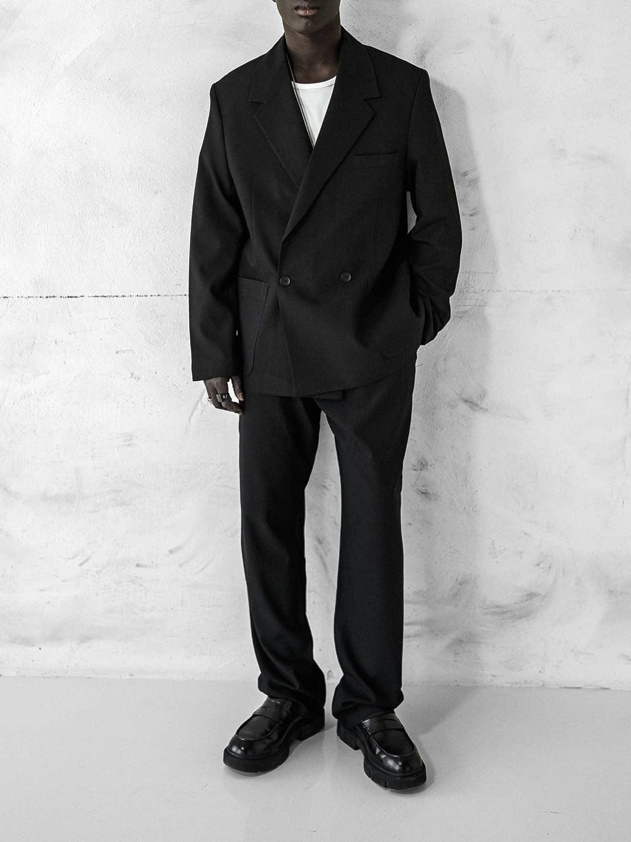 Black Double Breasted Oversized Suit 2-Piece