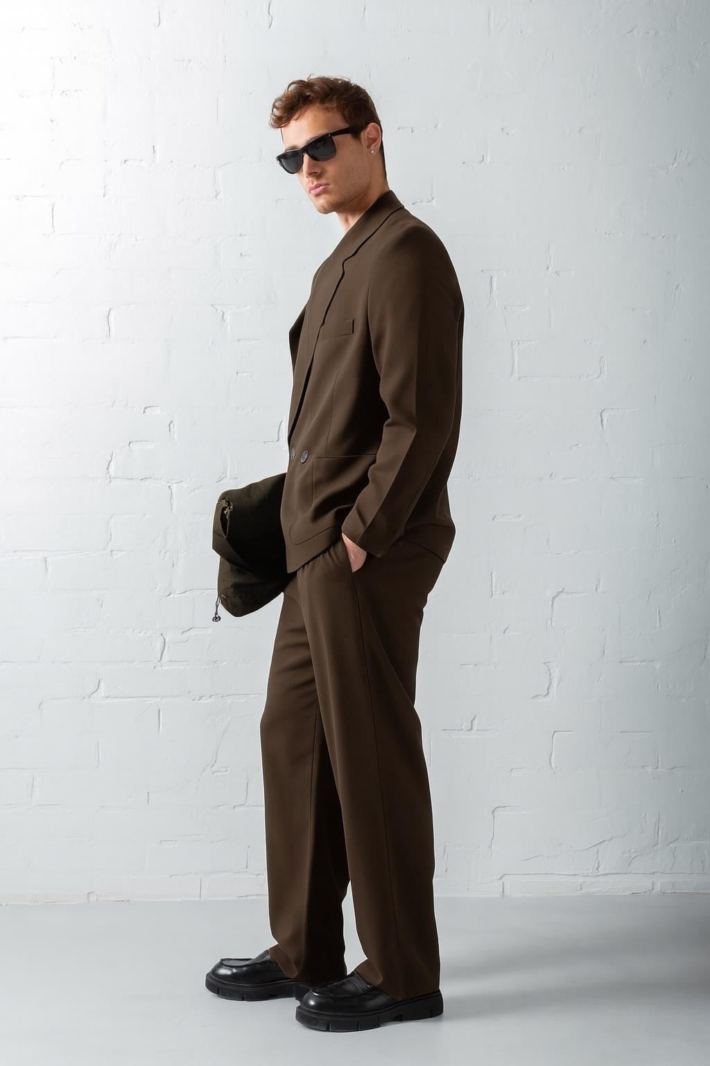 Brown Double Breasted Oversized Suit 2-Piece